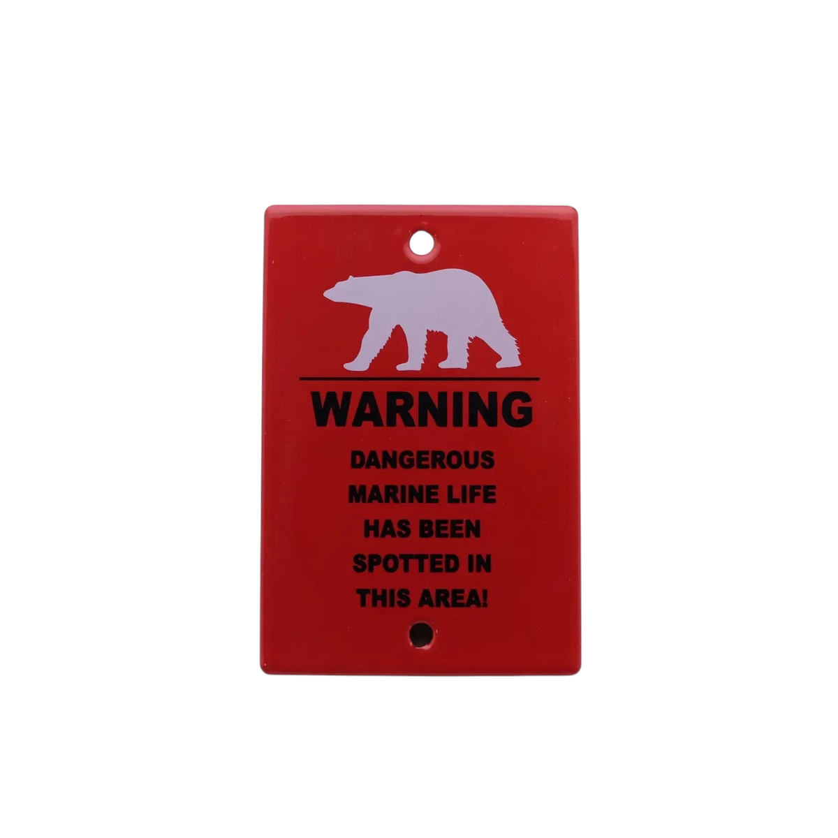 Forager Provisions LTD handmade red enamel warning sign featuring a white polar bear icon and black warning text.