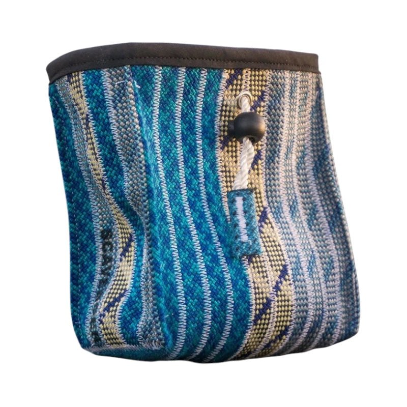 Forager Provisions LTD Scavenger Vert chalk bag in Water colourway, handcrafted from blue and teal retired climbing rope.