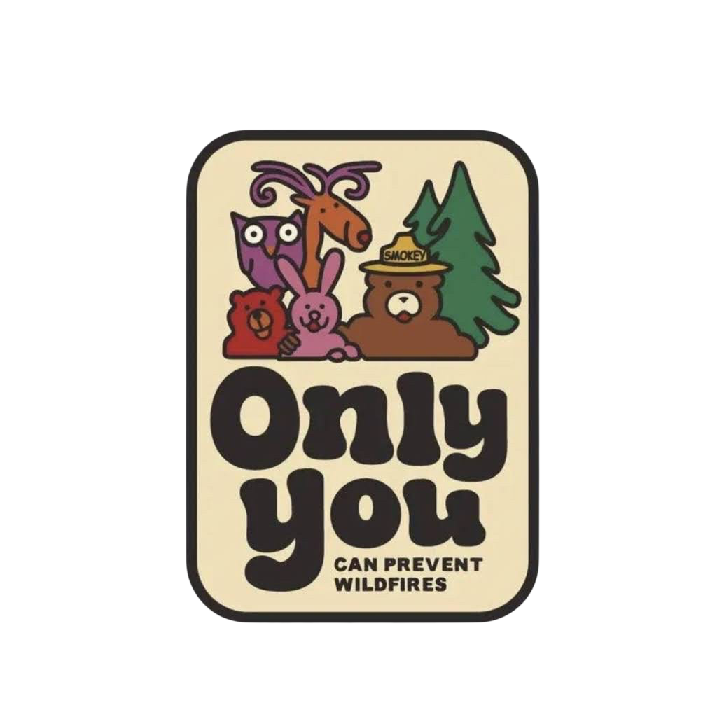 Forager Provisions LTD retro Smokey Bear sticker featuring vintage forest animal illustrations and Only You text