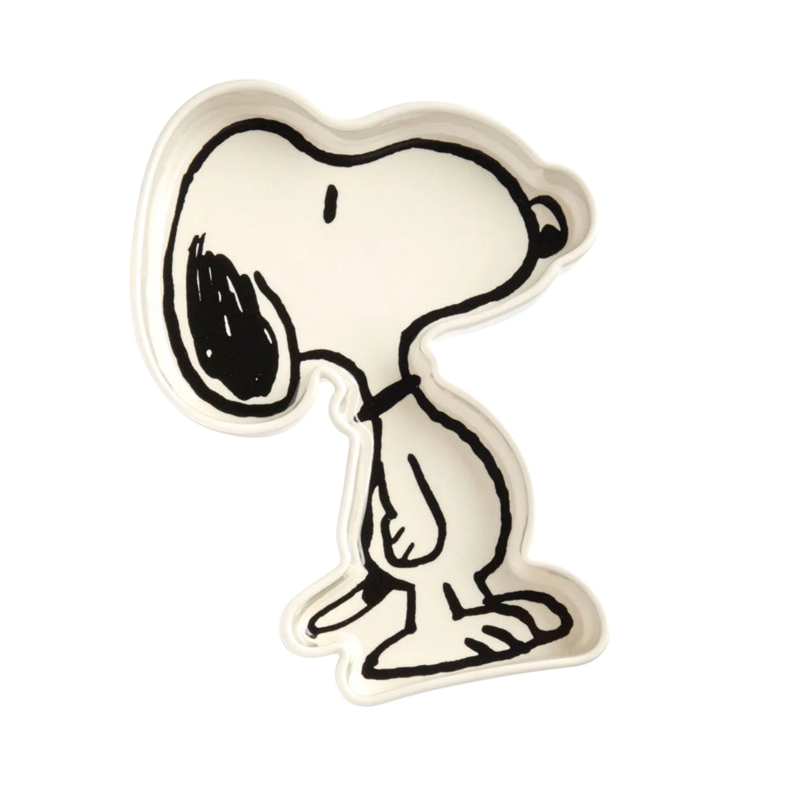 Forager Provisions LTD Snoopy shaped white and black vegan ceramic dish tray for jewellery or trinkets
