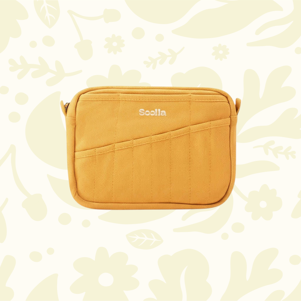Forager Provisions LTD Soolla Studio Sedona yellow cotton canvas stationery pouch with a front pocket and zipper.
