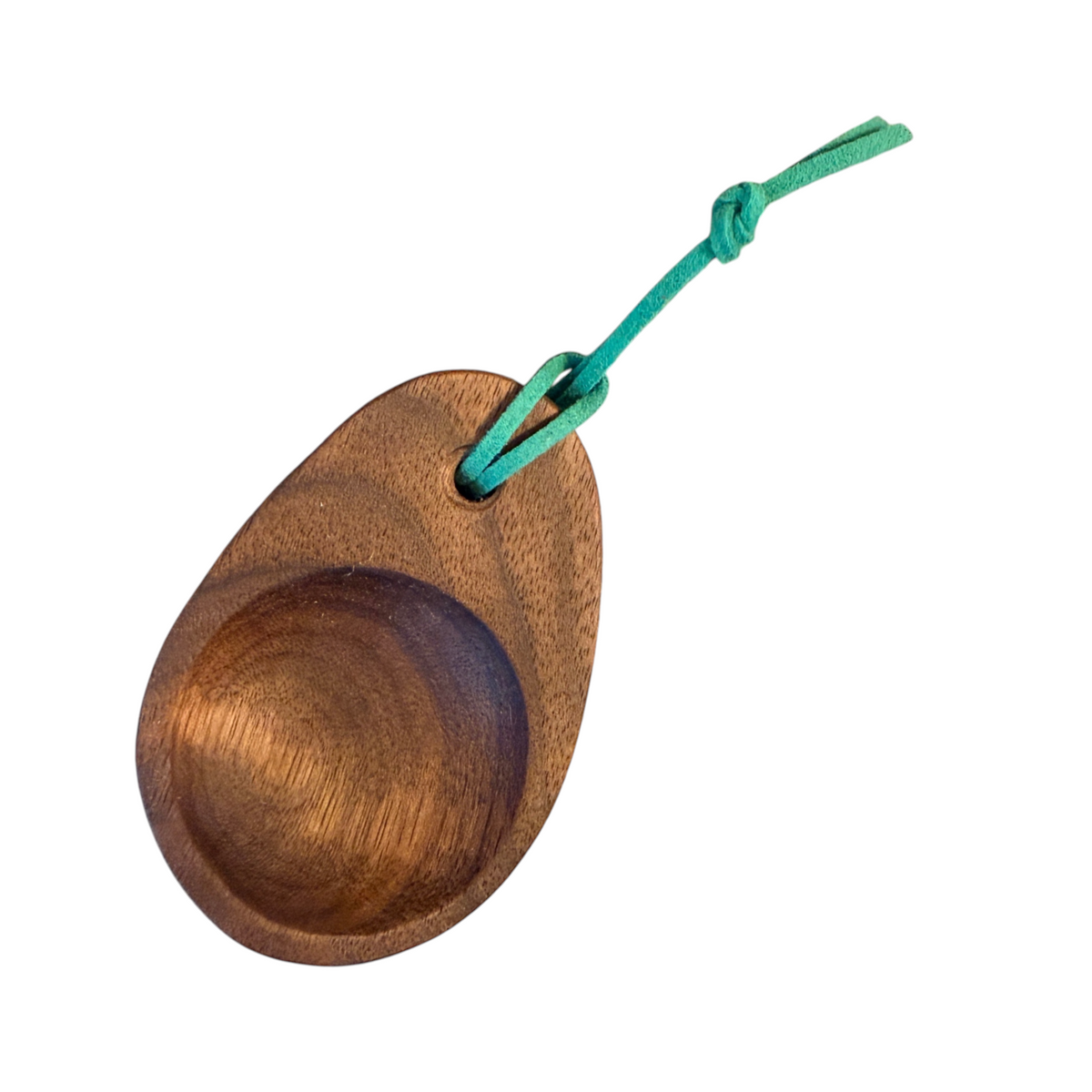 Forager Provisions LTD walnut wood camping scoop with a green tie, presented in a gift tin for outdoor coffee lovers.