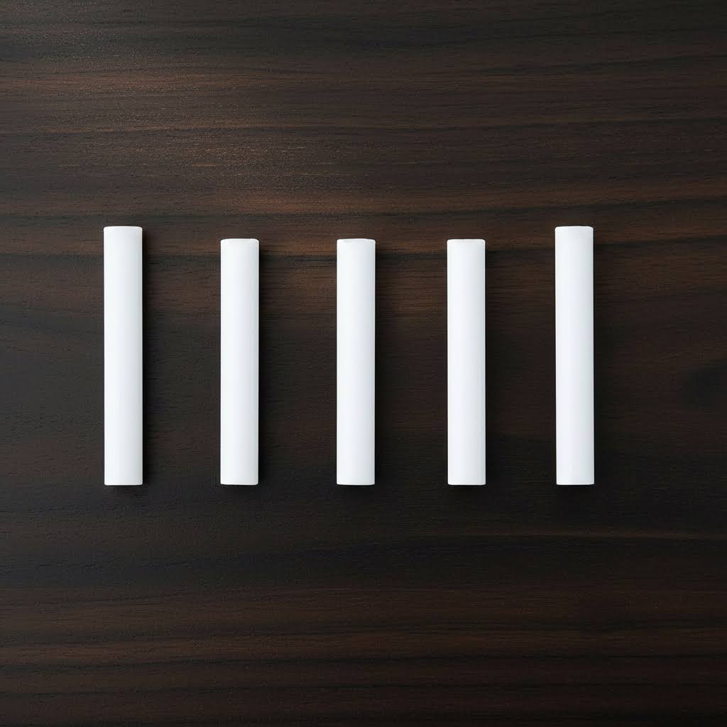 Forager Provisions LTD pack of five white cotton core ink reservoirs for The Wren Pen on a dark wood surface