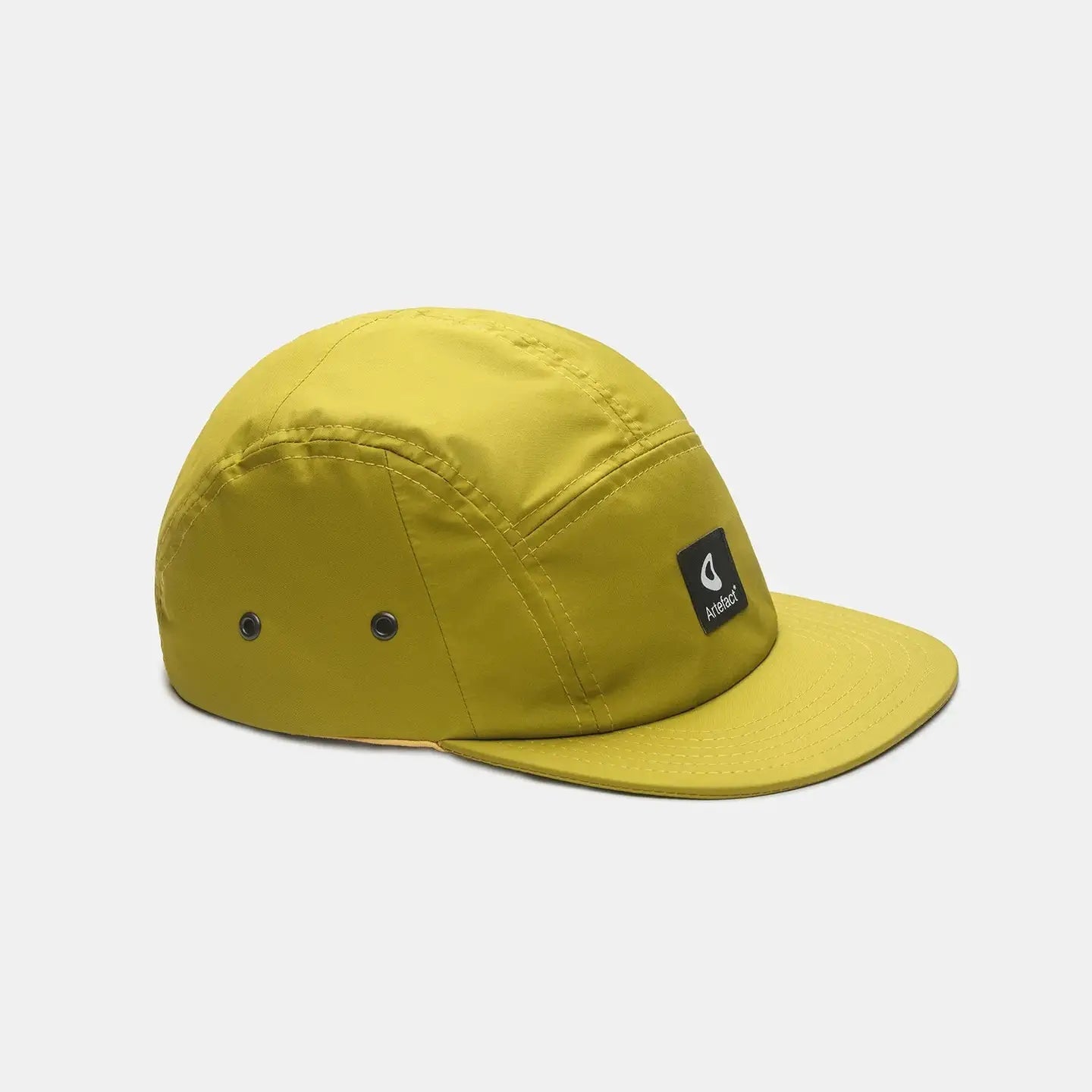 Forager Provisions LTD Artefact Eco yellow 5-panel cap made from upcycled technical fabric with side ventilation