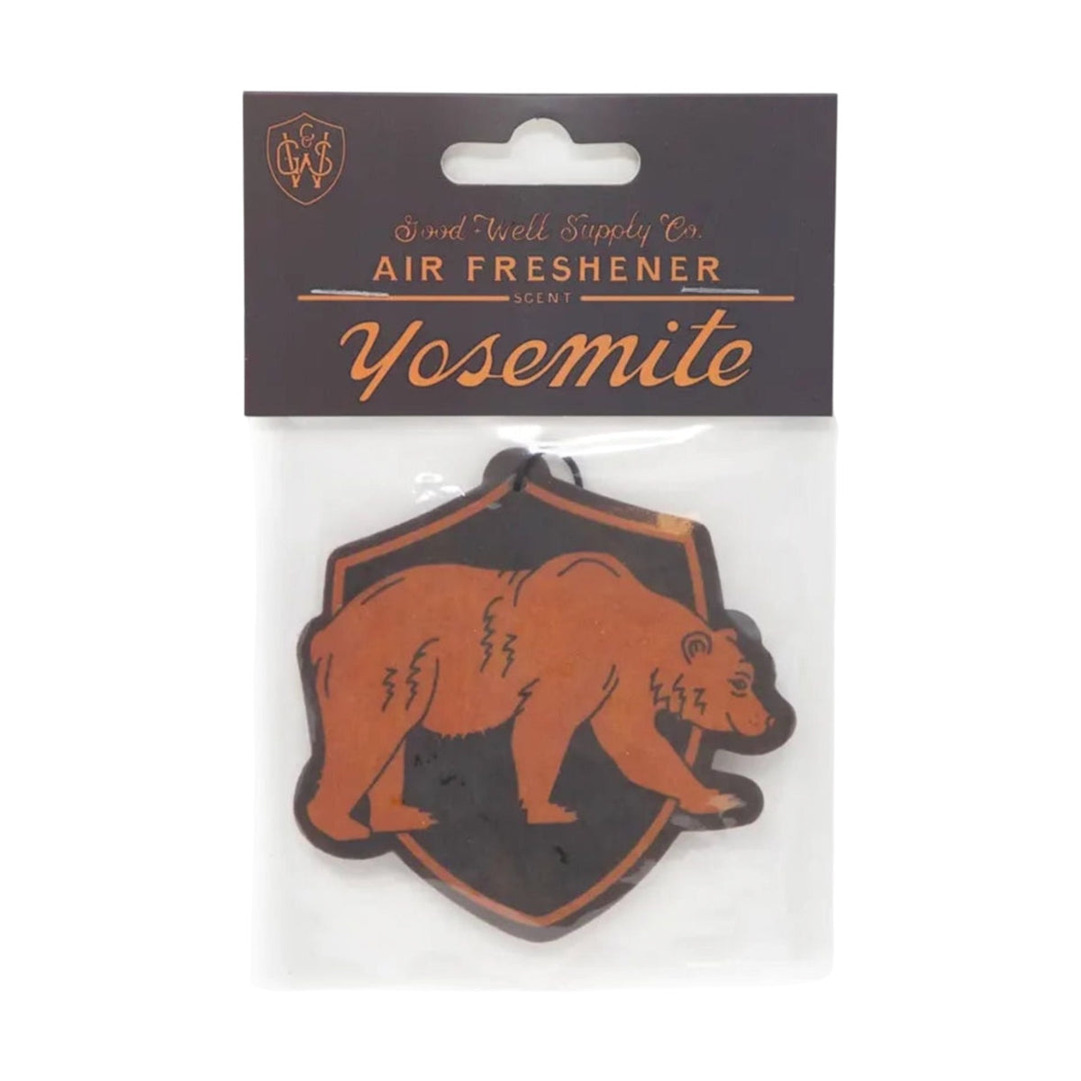 Forager Provisions LTD Good & Well Supply Co Yosemite bear-shaped hangable air freshener in black and orange