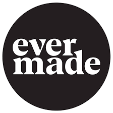 Logo features a solid black circle with ever made in bold, white lowercase letters perfectly centered. Minimalist modern icon.