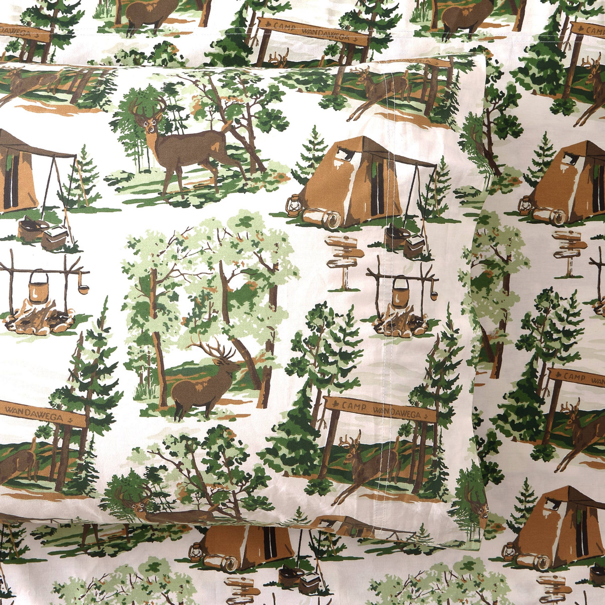 Forager Provisions LTD Peking Handicraft x Camp Wandawega cotton percale pillowcase with vintage woodland camp print