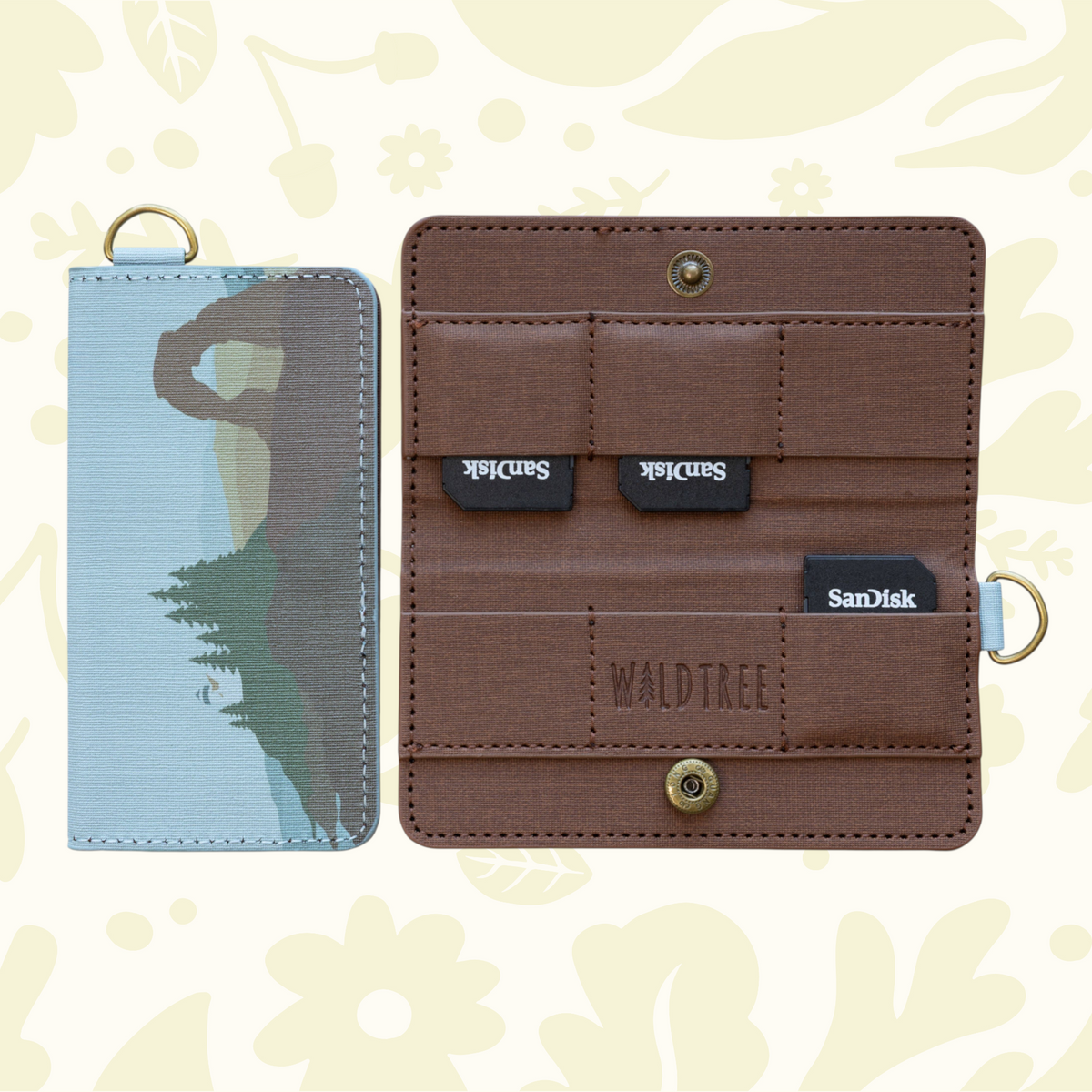 Forager Provisions LTD Wildtree Parks in Colour card holder showing exterior landscape art and interior SD card slots.