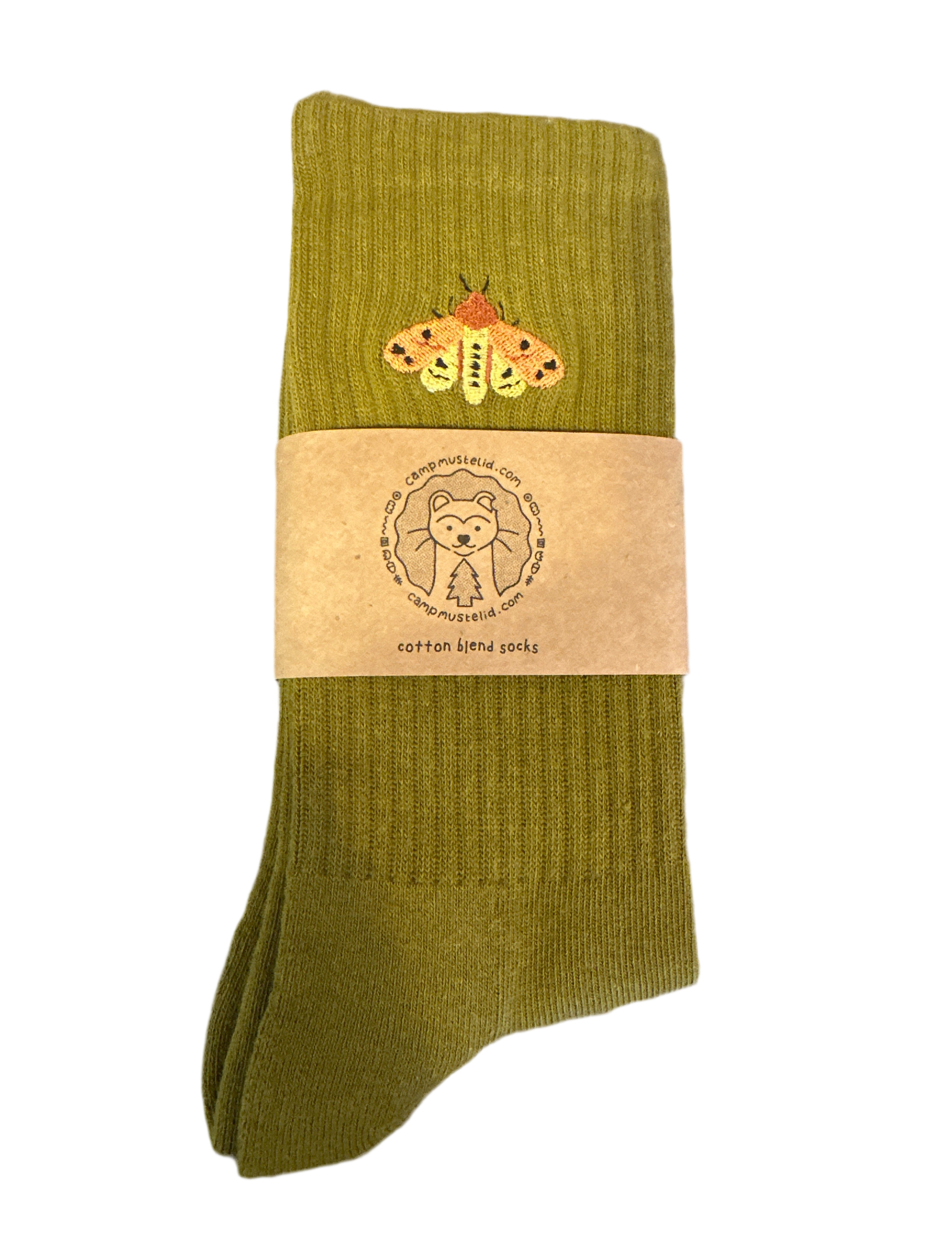 Camp Mustelid Wooly Bear Olive Cotton Socks