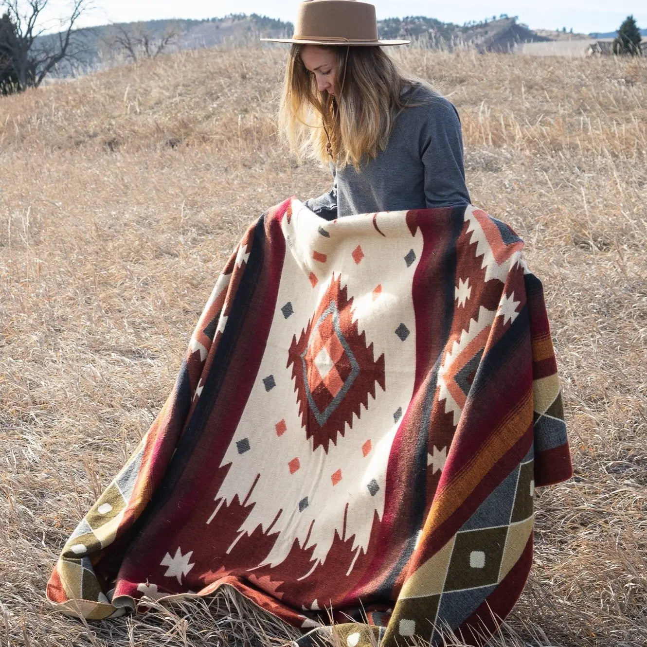 Alpaca Threadz Alpaca Wool Blanket Western Rust