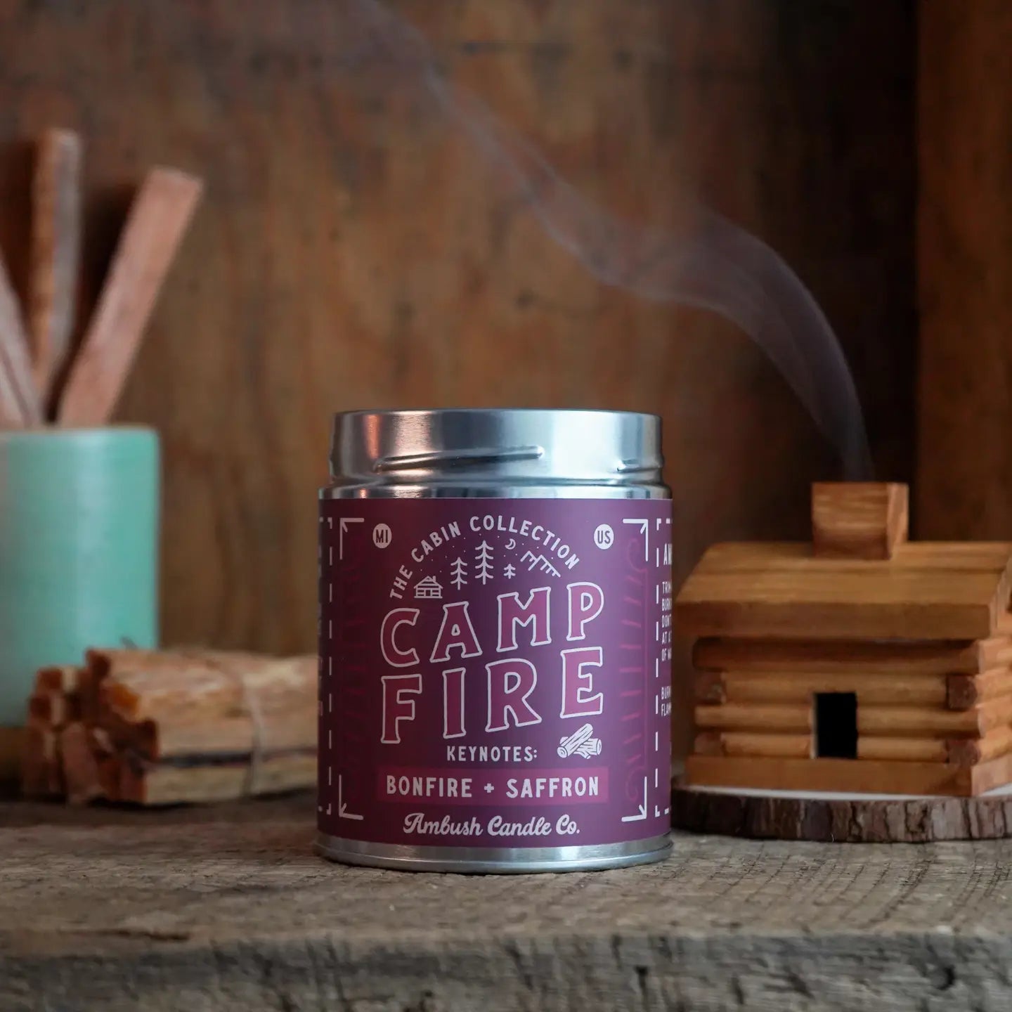 Ambush Candle CO 14OZ Bonfire & Saffron Campfire Candle