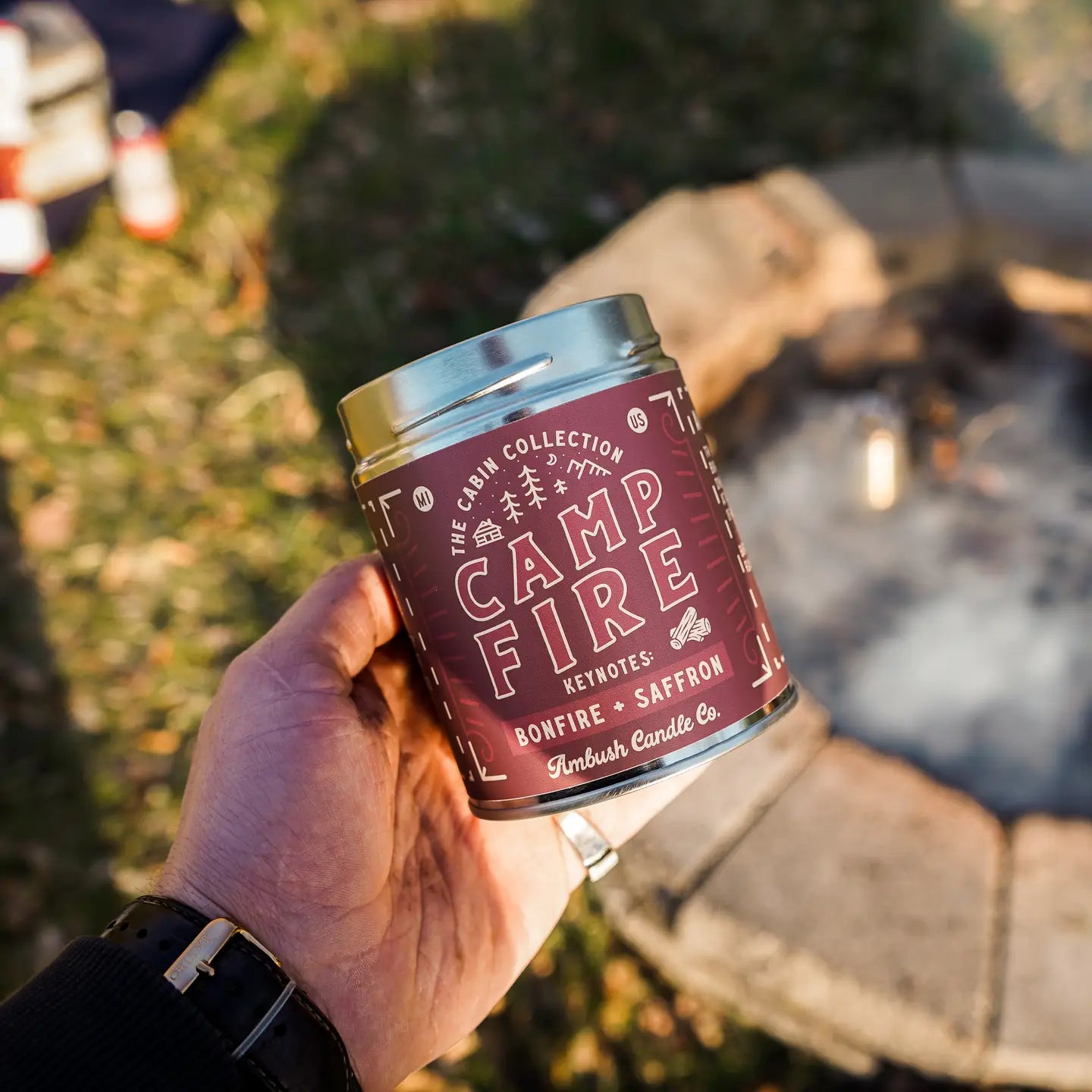 Ambush Candle CO 14OZ Bonfire & Saffron Campfire Candle