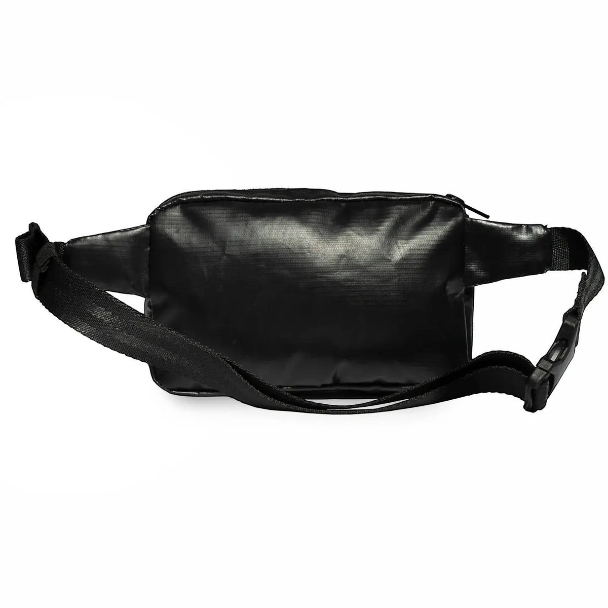 Artefact Eco Hornbill Banana Sling Bag, black, recycled material, adjustable strap, zip closure. Sustainable fashion bag.