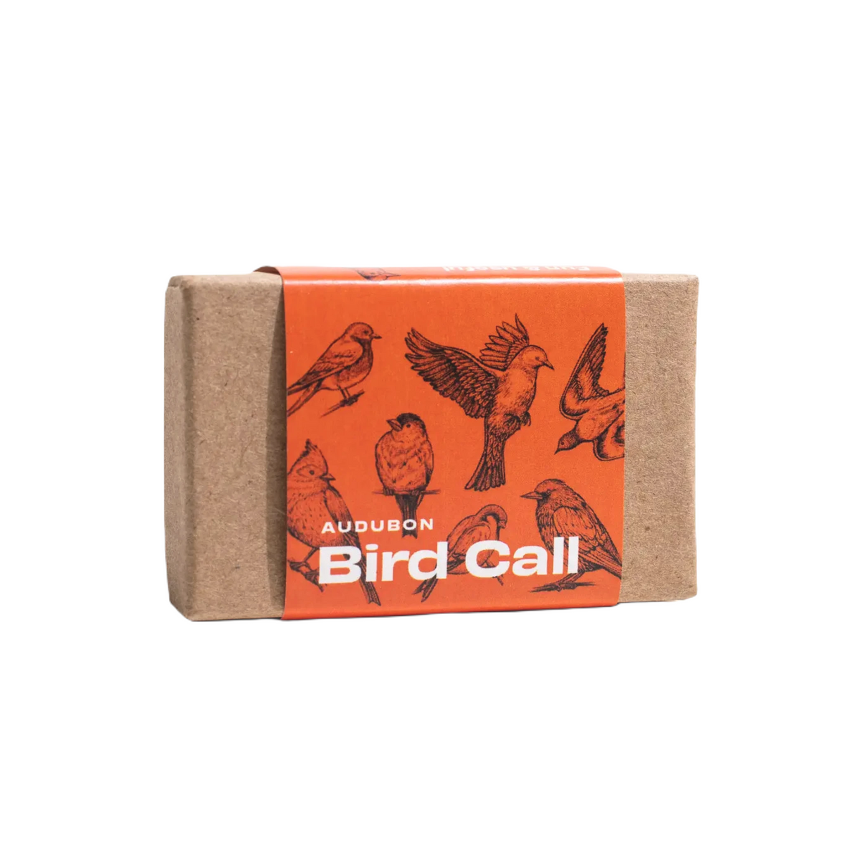 The Stemcell Audubon Bird Call is packaged in a box with bird artwork and an orange band, ideal for nature lovers.
