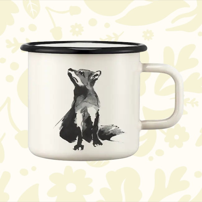 Mug with a fox illustration on a white background