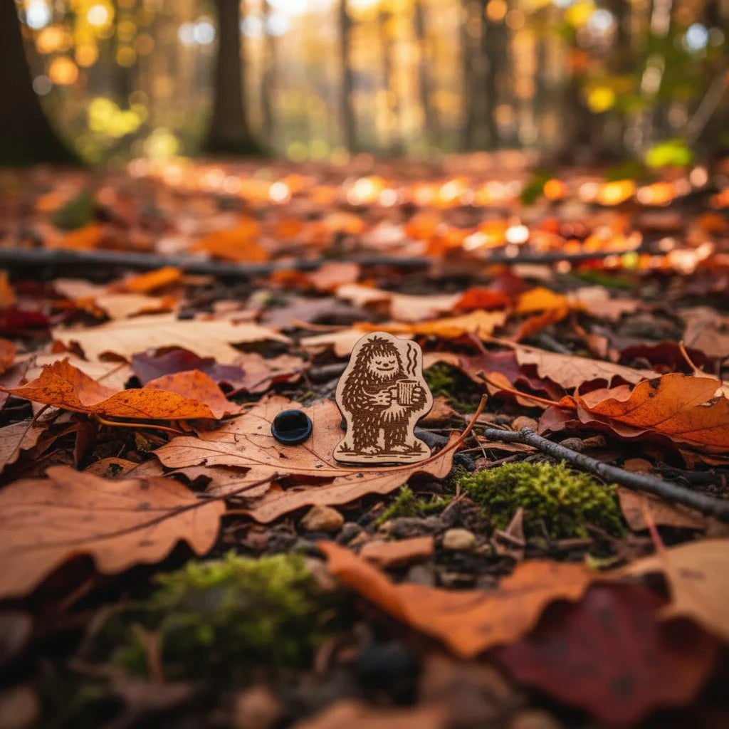 Hey Bear Outdoors Bigfoot/Yeti Wooden Pin Badge