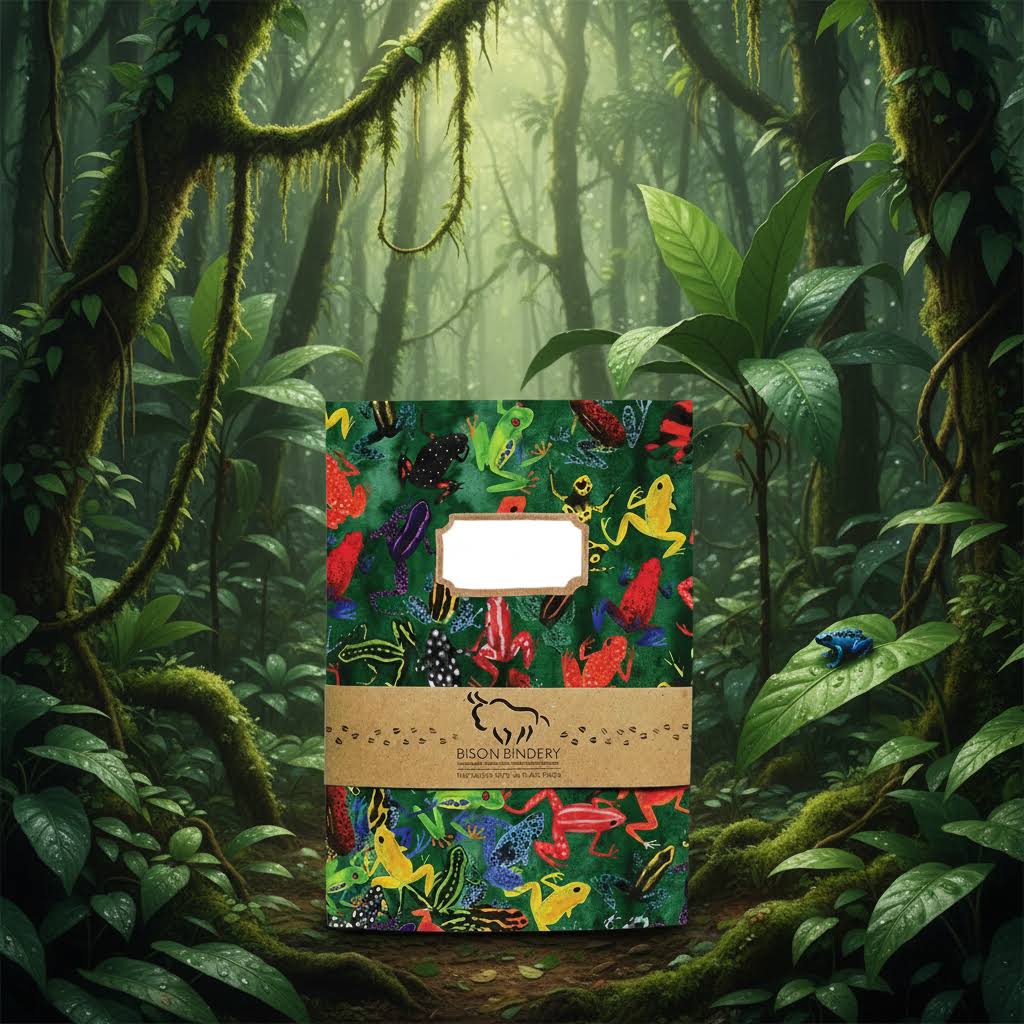 Bison Bindery A5 Recycled 36-Page Plain Notepad - Dendrobatidae Frog