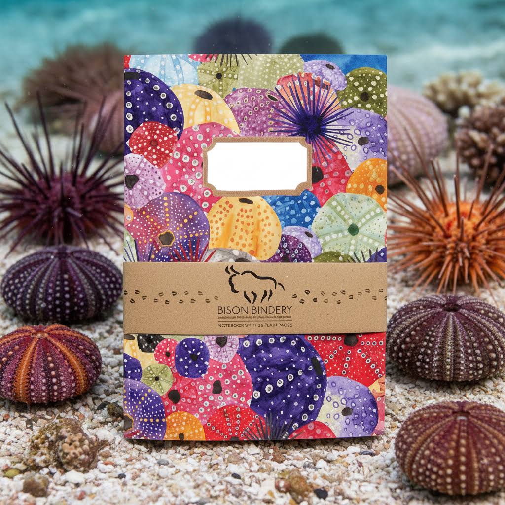 Bison Bindery A5 Recycled 36-Page Plain Notepad - Echinozoa Sea Urchin