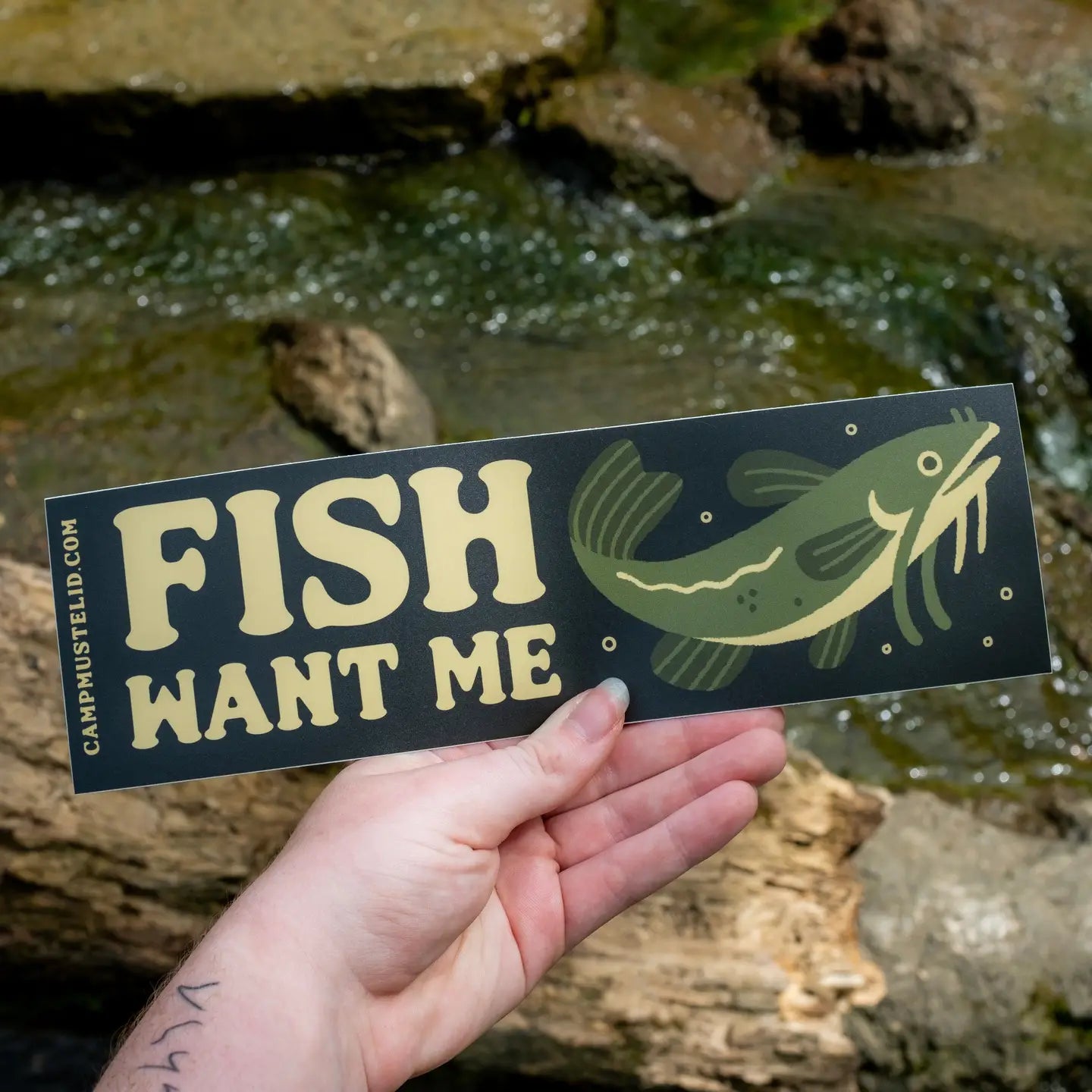 Camp Mustelid Fish Want Me Car Bumper Sticker