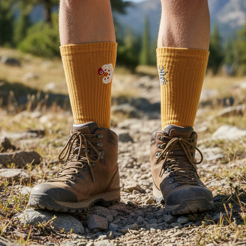 Camp Mustelid Beetle And Grub Orange Cotton Socks (Back Instock June 19th 2026 - Wishlist Now)