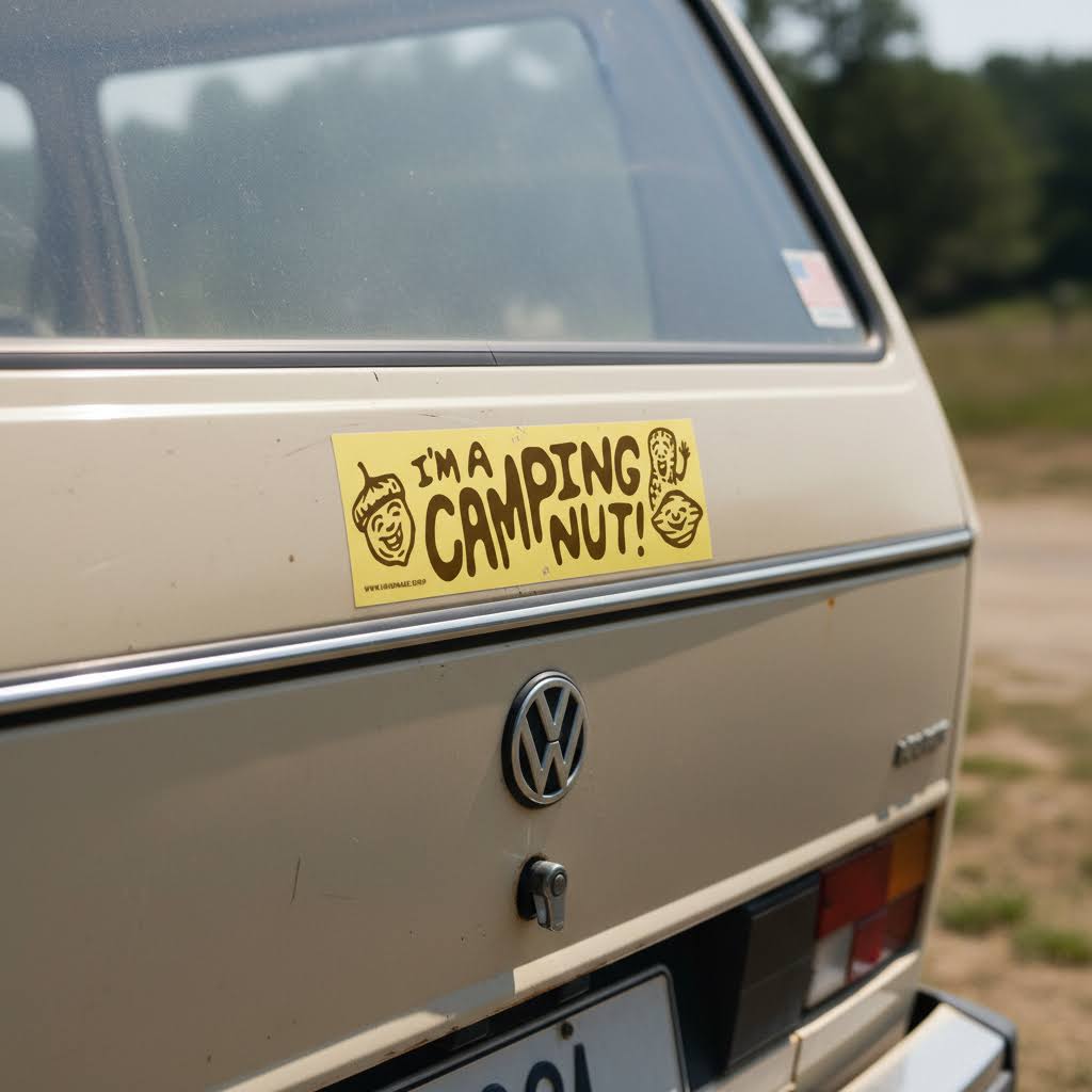 Union Made Large Vinyl Car Bumper Sticker - I'm A Camping Nut