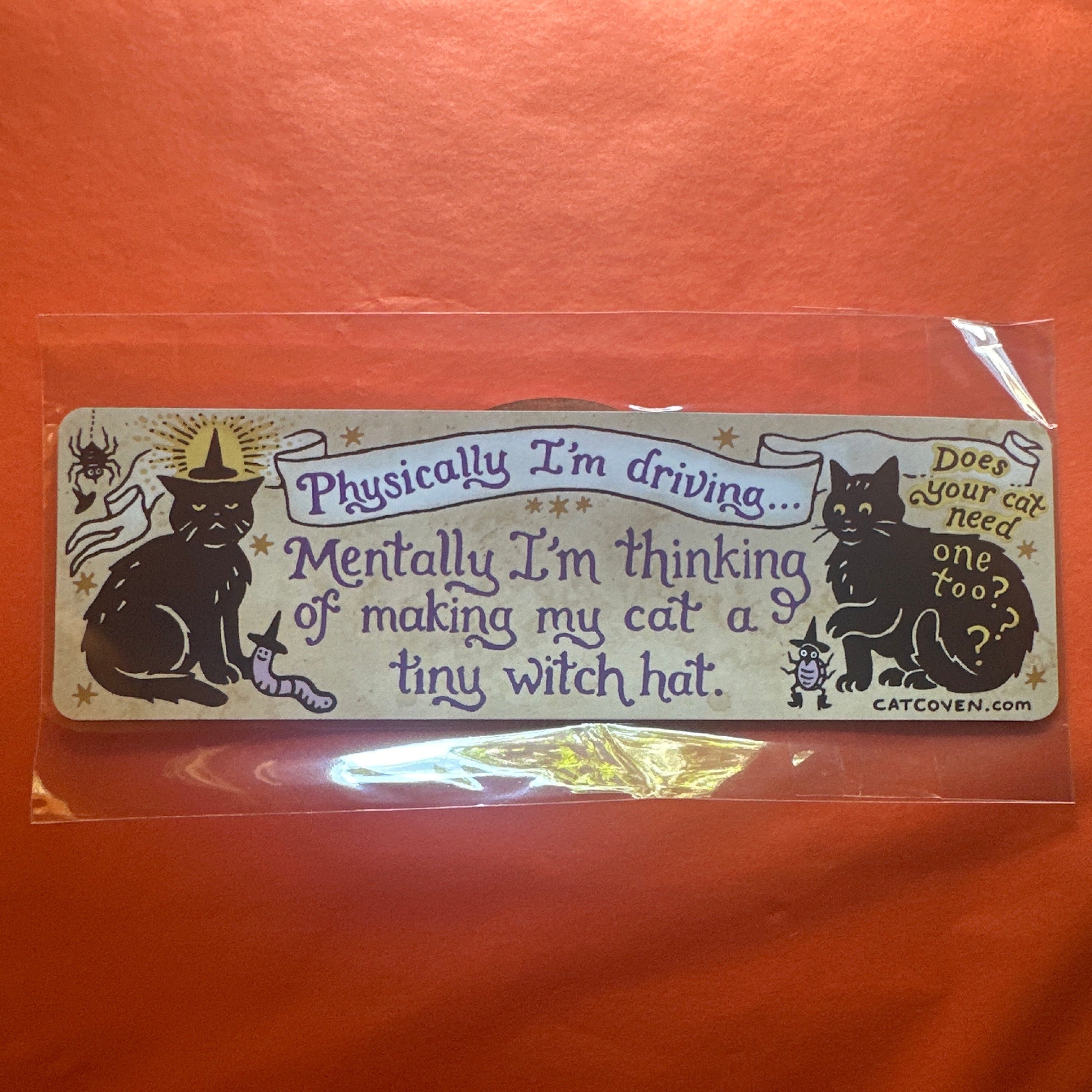 Cat Coven Tiny Witch Hat Car Magnet