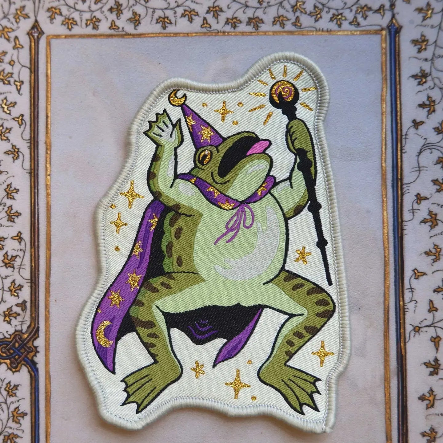 Cat Coven Toad Wizard Woven Patch