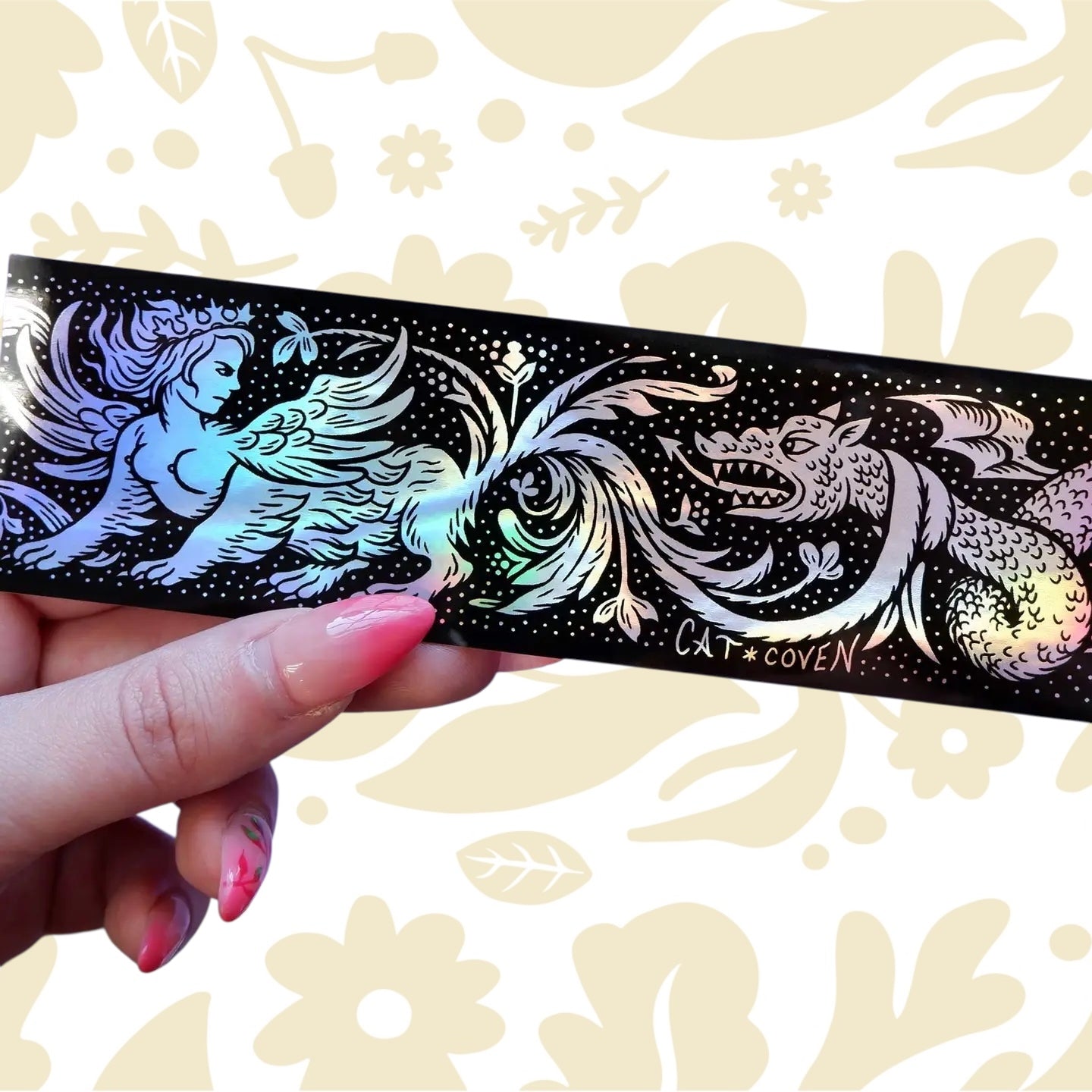 Cat Coven Sphinx VS Dragon Holographic Sticker