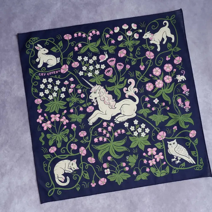 Cat Coven Unicorn Garden Cotton Bandana