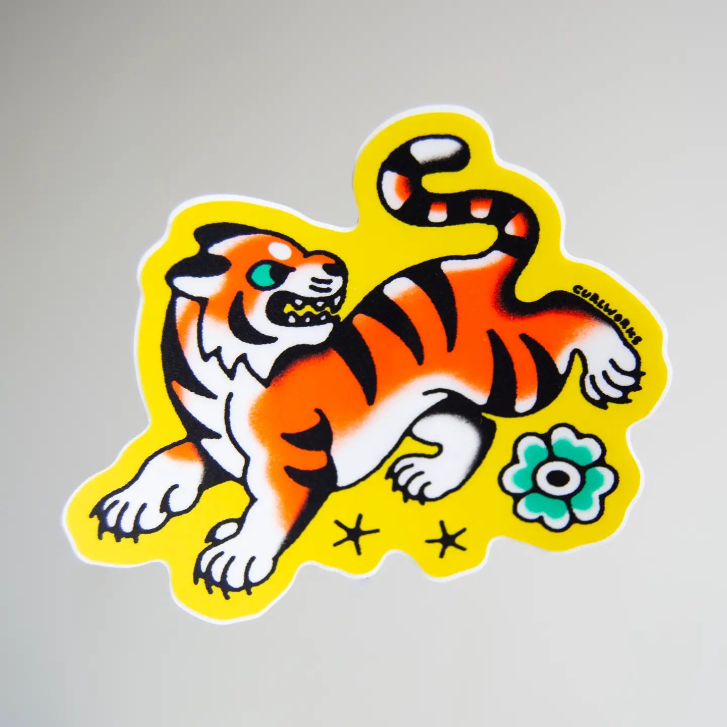 Curlworks Orange Tiger Vinyl Sticker