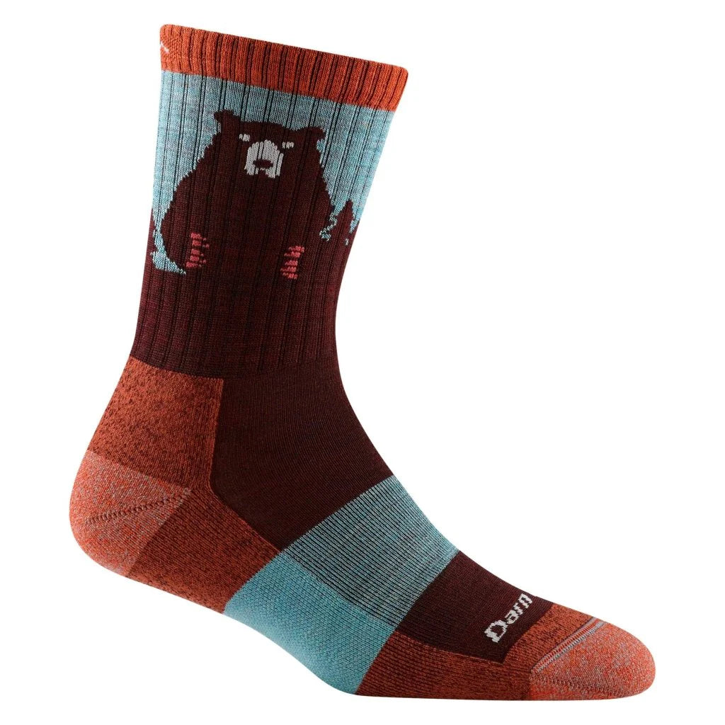 Darn Tough 1970 Women's Bear Town Micro Crew Lightweight Hiking Socks - Burgundy