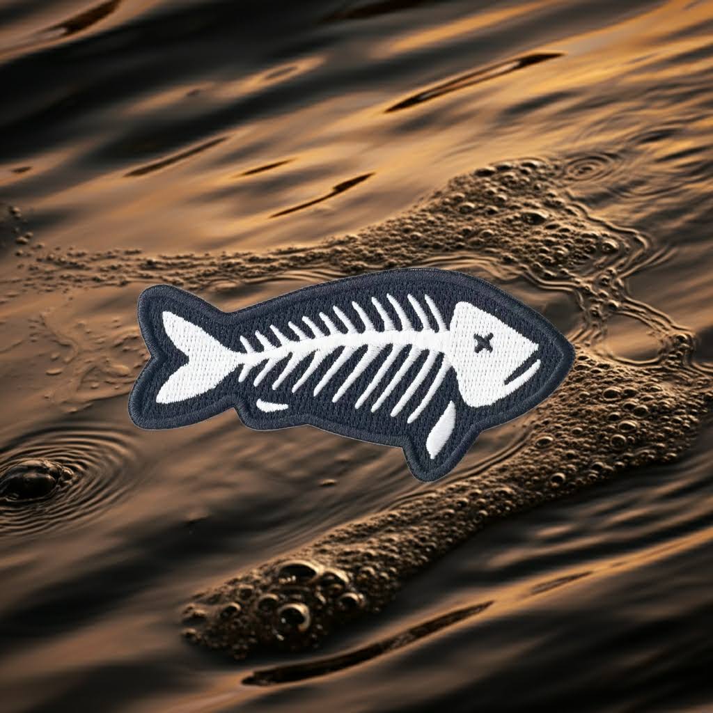 Union Made Embroidered Patch - Fish Skeleton