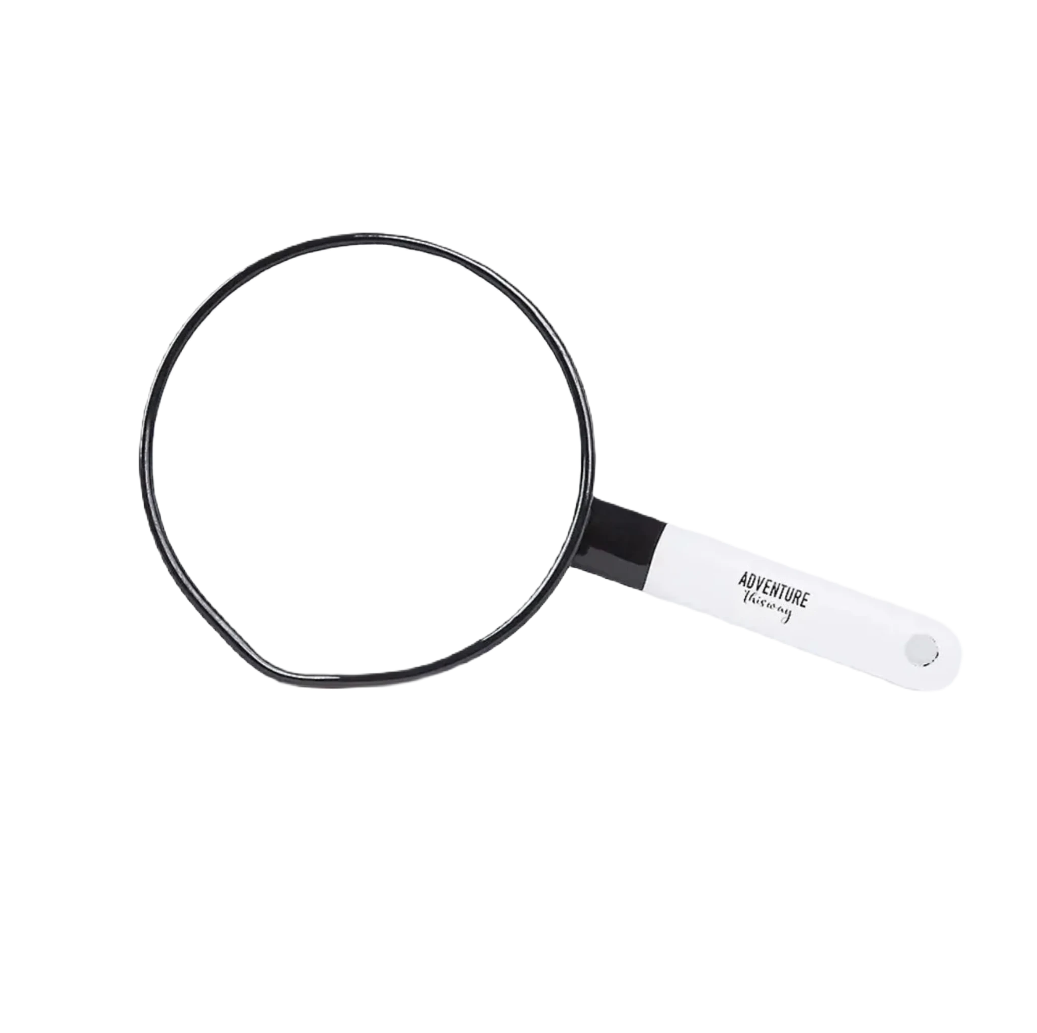 The Emalco Enamelware Enamel Bear & Arrow Saucepan is a white enamelware saucepan with a black rim and white handle, labeled "Adventure." Perfect for travel lovers, the handle also features a hole for hanging.