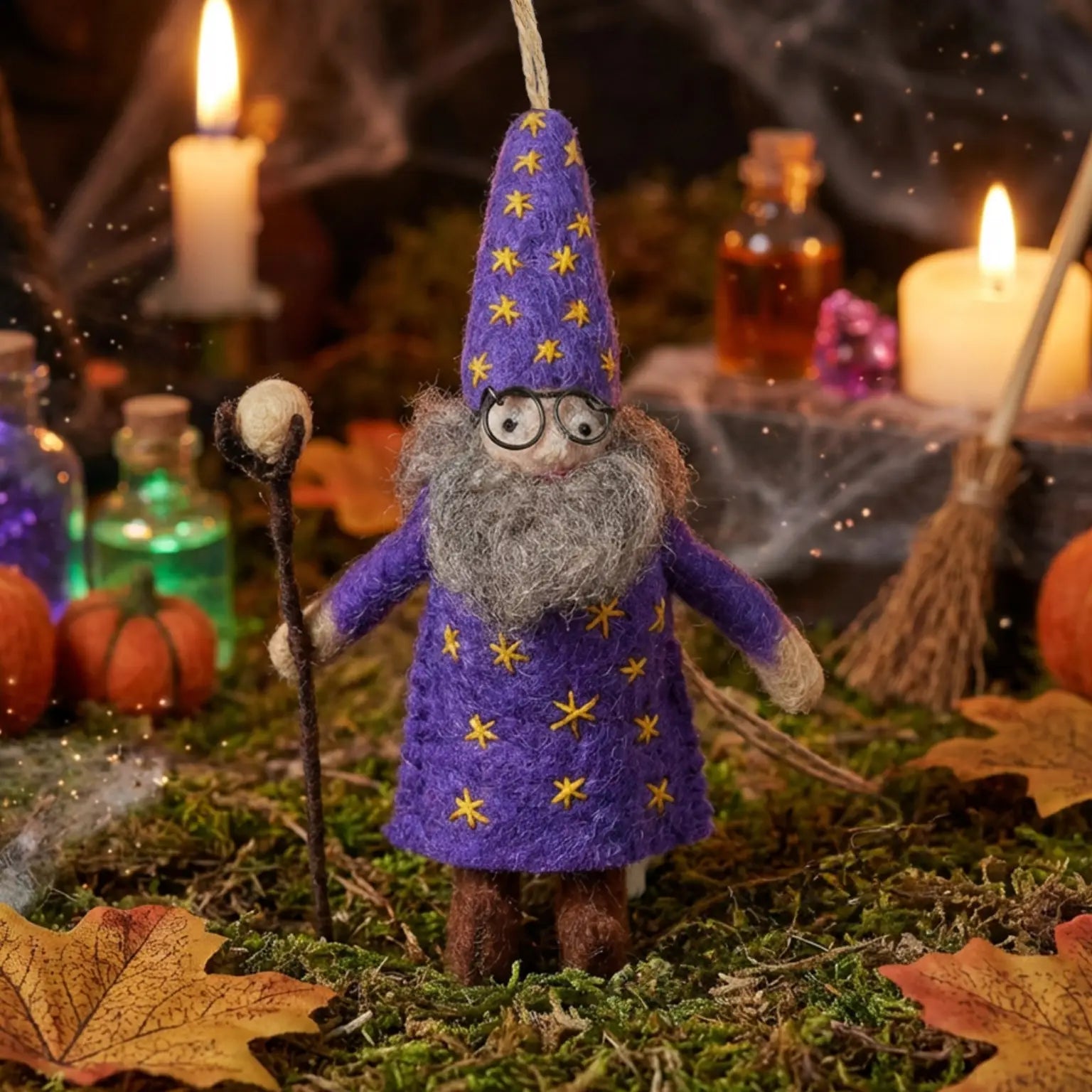 Felt So Good Handmade Felt Wendall the Wizard Hanging Decoration