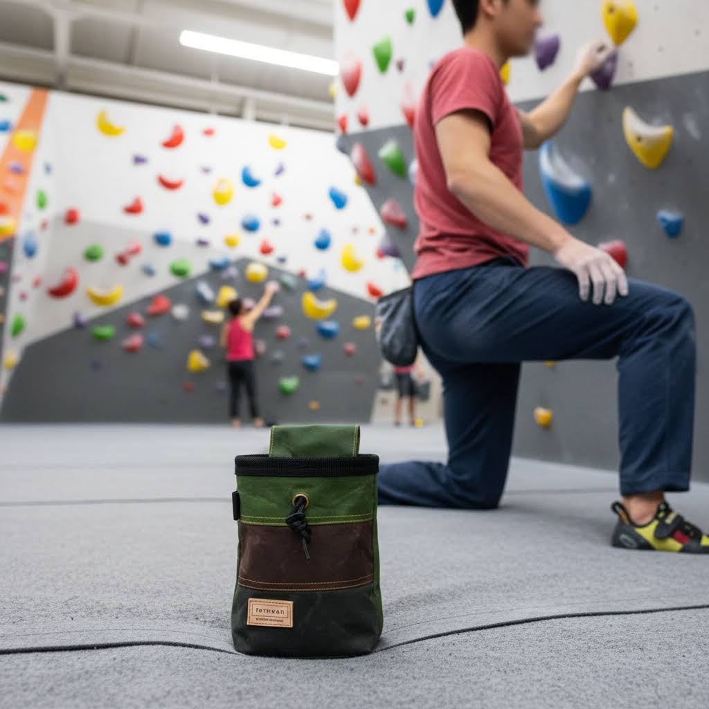 Fernweh UK Waxed Canvas Rock Climbing Chalk Bag - Moss/Bracken/Forest