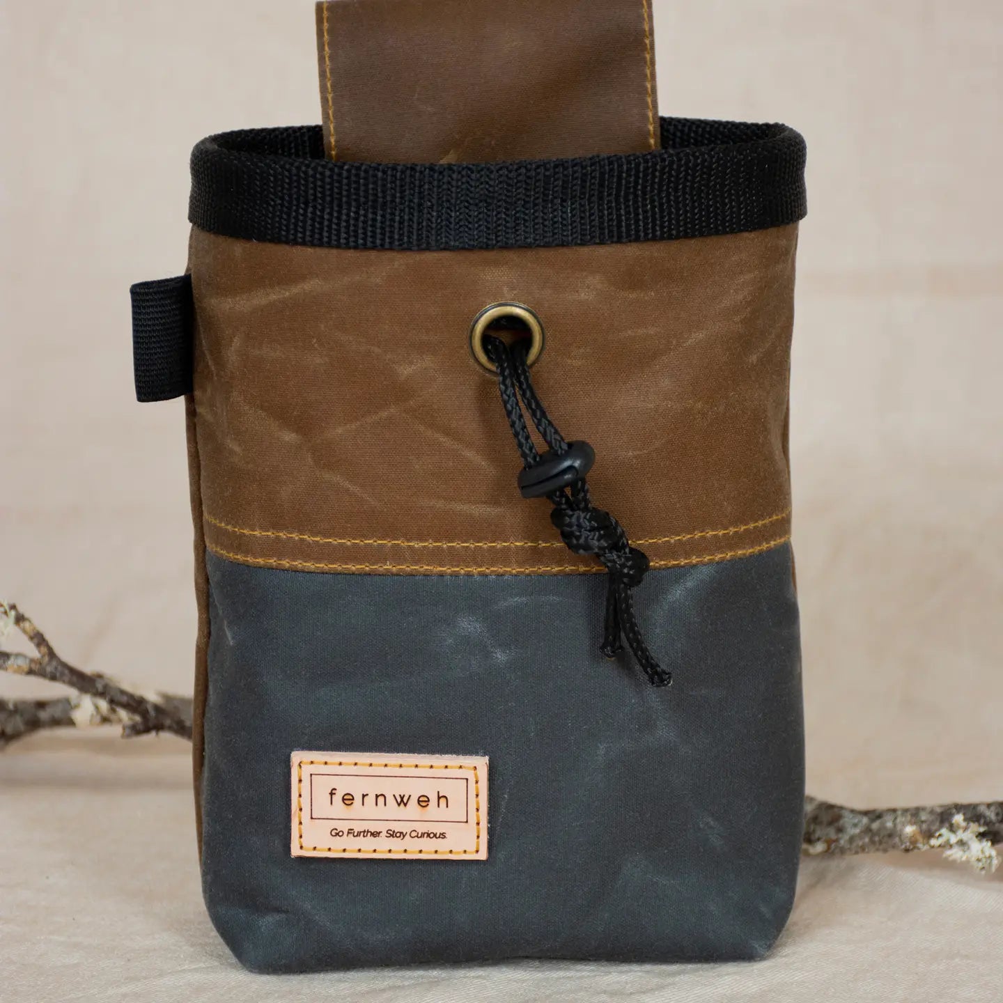 Fernweh UK Waxed Canvas Rock Climbing Chalk Bag - Bark/Scree