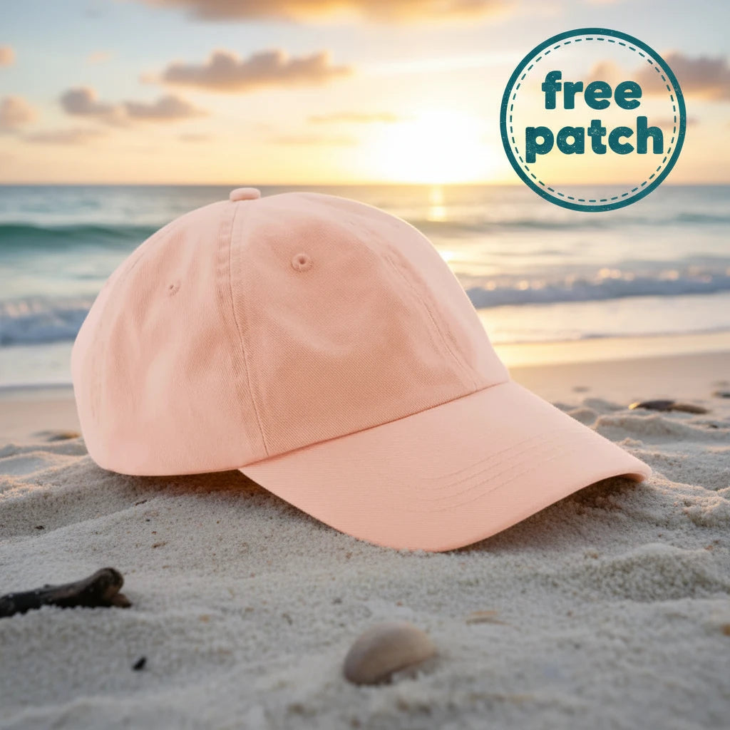 Shop the Forager Provisions Patch Your Cap! Peach Dad Cap with a stylish curved brim, displayed on a clean white background.