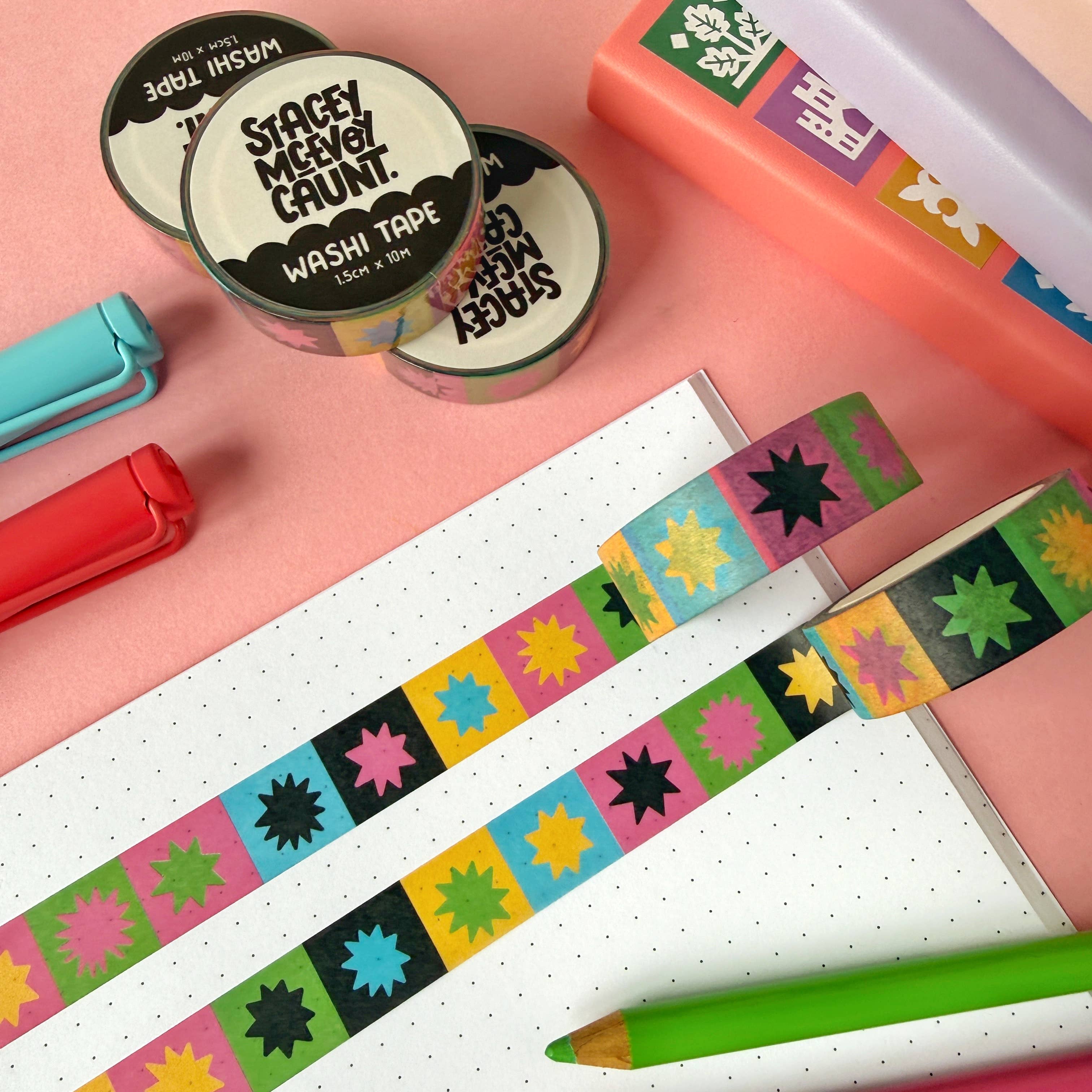 Stacey McEvoy Caunt Rainbow Star Grid Pattern Washi Tape