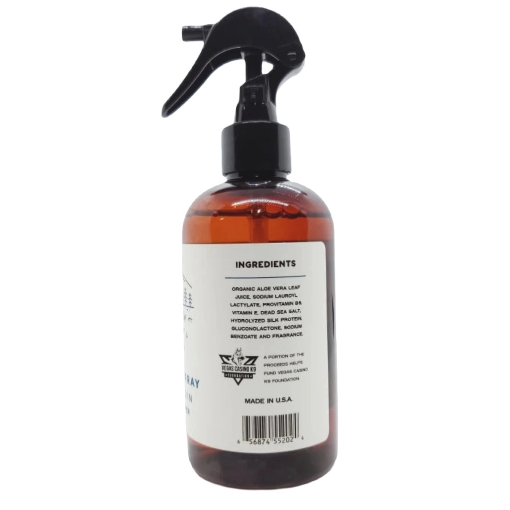 A brown bottle with a black spray nozzle labeled "Fox + Hound Dog Cologne - Acadia," perfect for doubling as dog cologne.