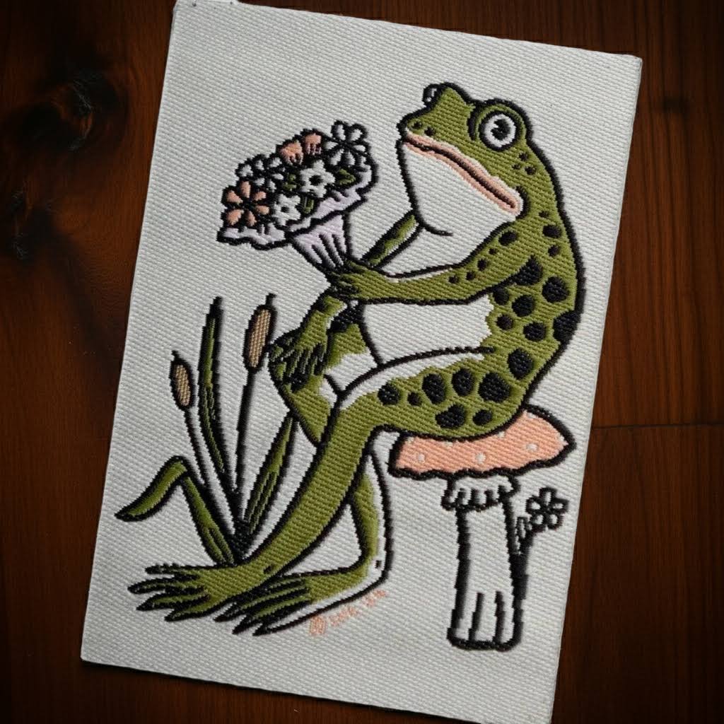 Stay Home Club Froggy Bouquet Woven Patch
