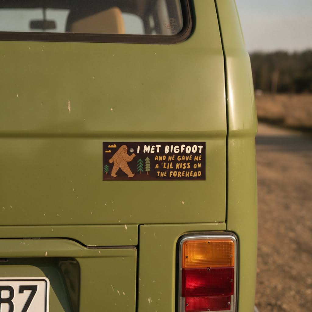 Betiobca Bumper Sticker – I Met Bigfoot and He Gave Me A Little Kiss