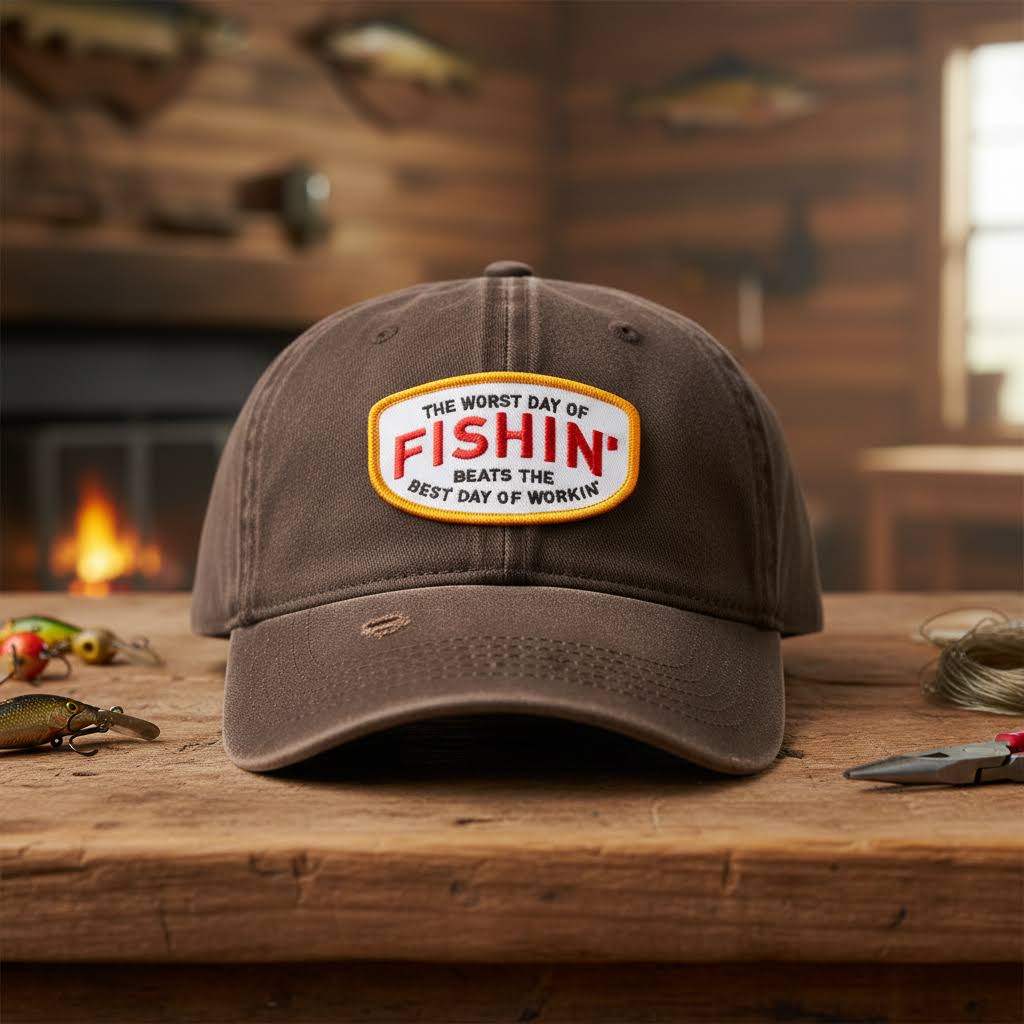 Union Made Embroidered Patch - Fishing Beats Working