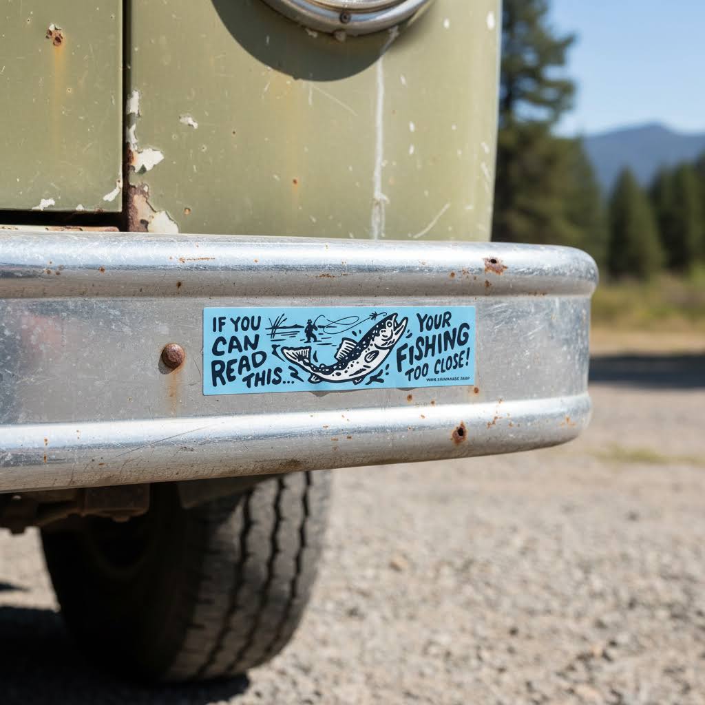 Union Made Your Fishing Too Close! Vinyl Bumper Sticker