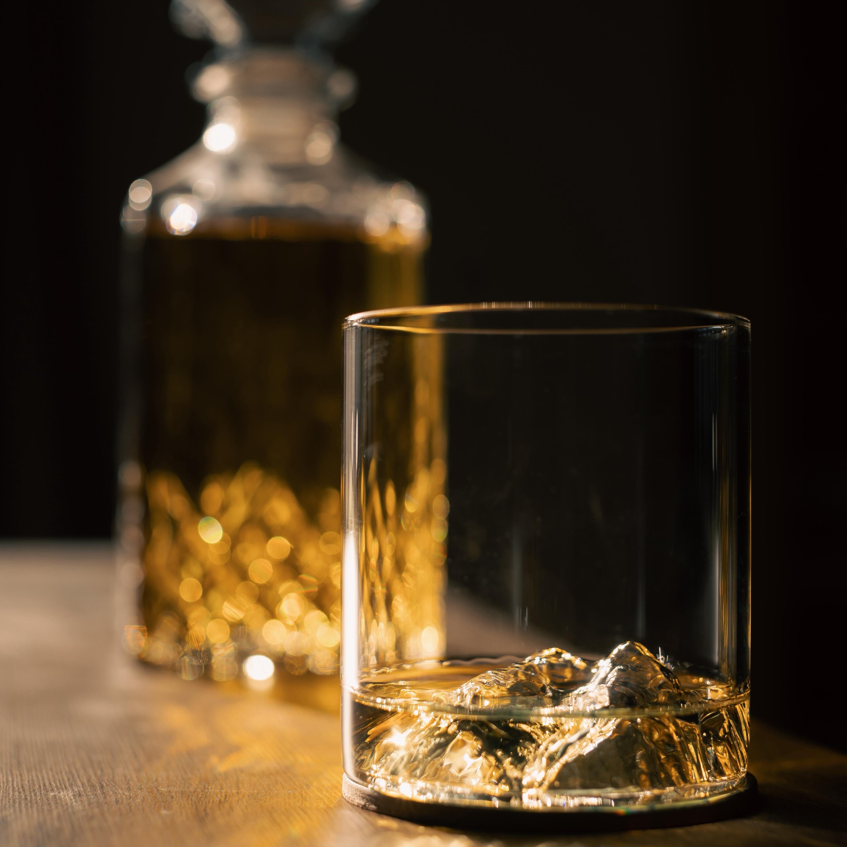 Gilded Peaks The Scafell Pike Mountain Whiskey Tumbler and Coaster Set