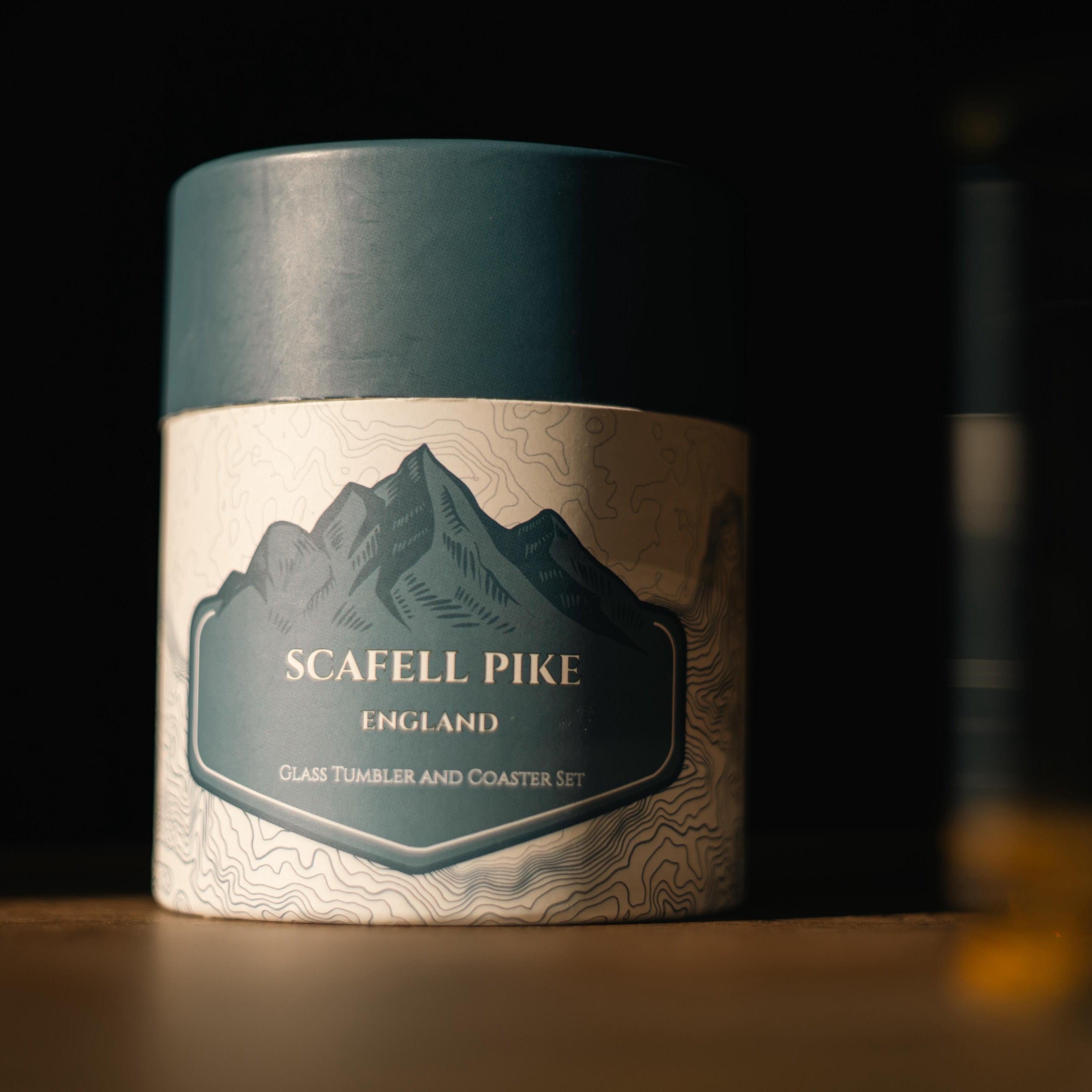 Gilded Peaks The Scafell Pike Mountain Whiskey Tumbler and Coaster Set