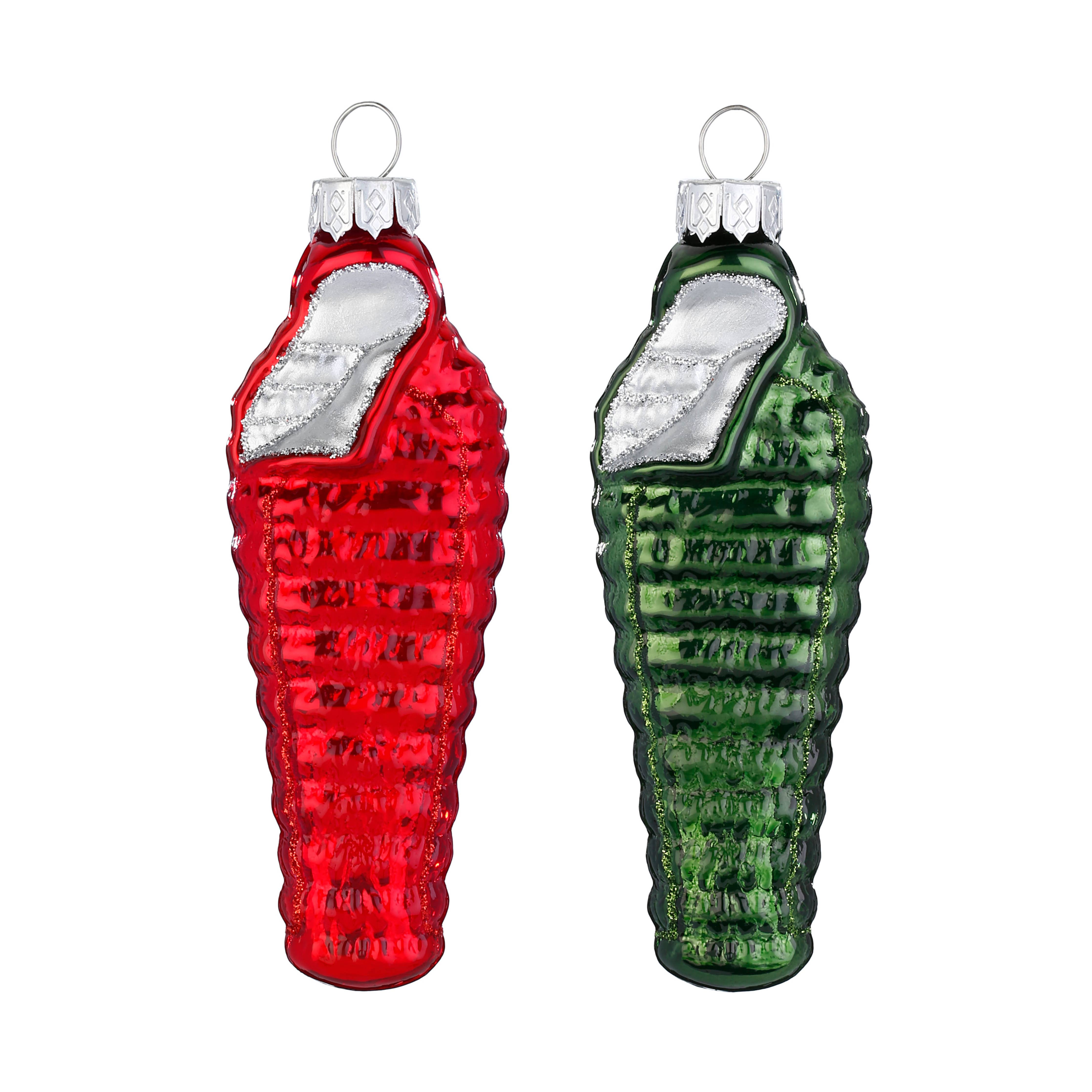 Glass Sleeping Bag Christmas Decoration Red Or Green (1 Unit / Random)
