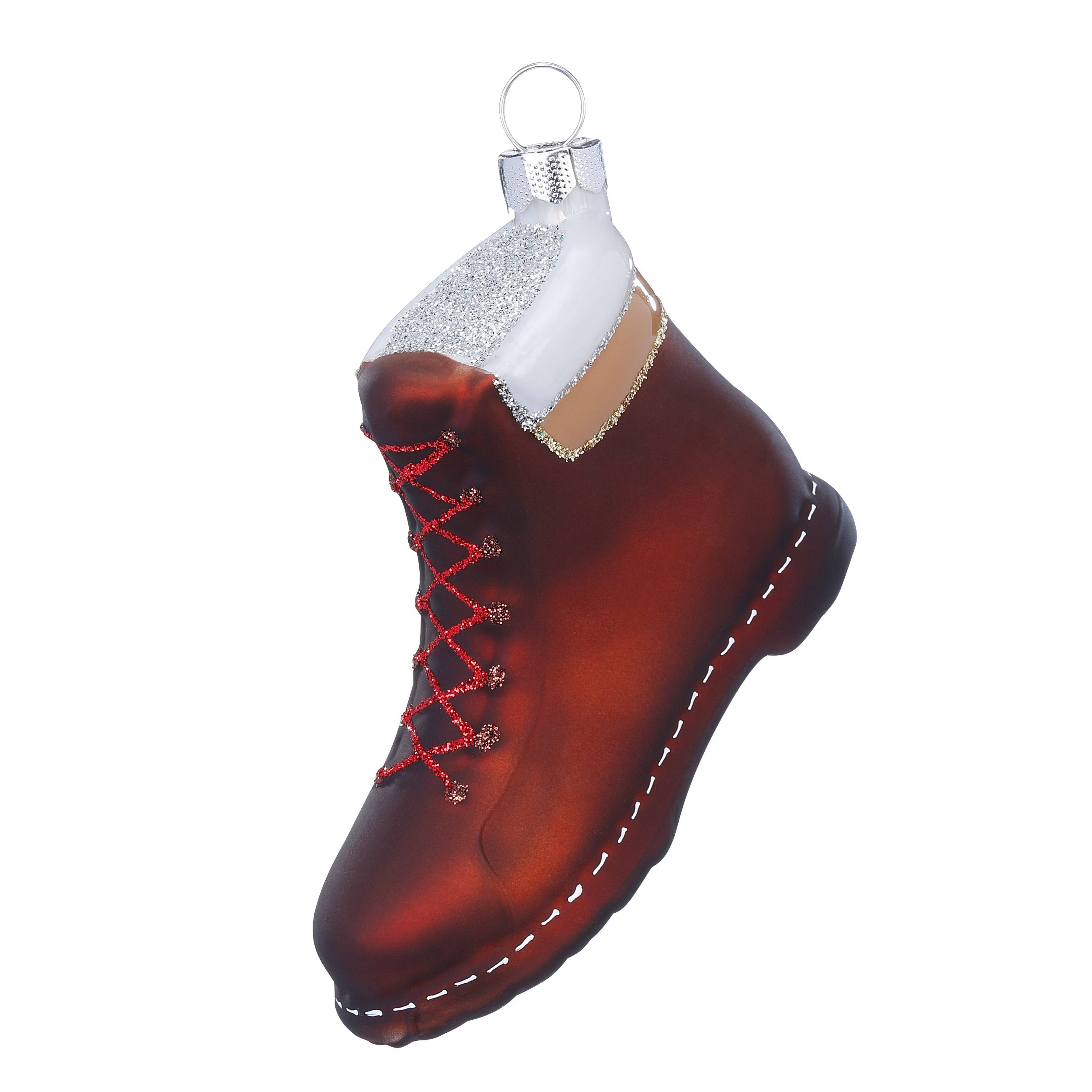 Glass Christmas Hiking Boot Hanging Decoration