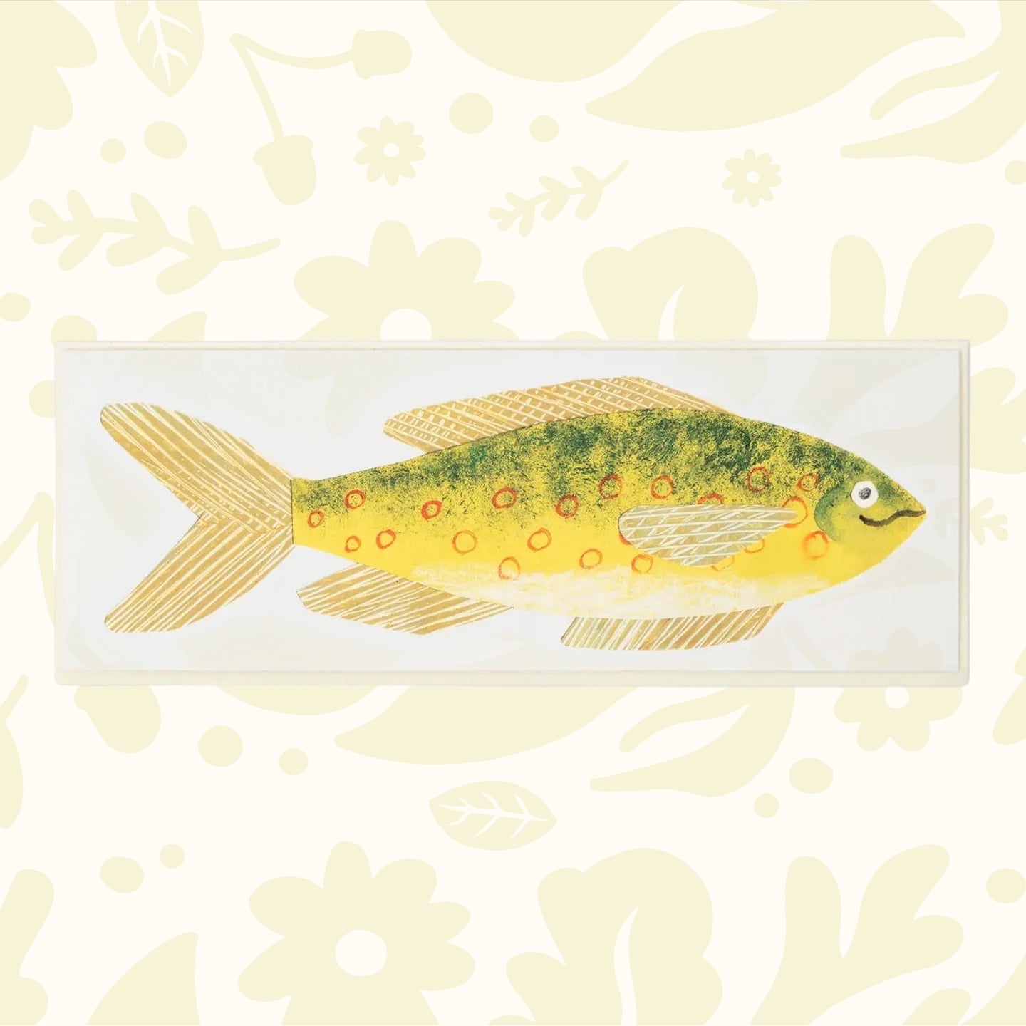 Hadley Cheery Fish Greeting Card by Hadley Paper Goods features a vibrant yellow-green fish on eco-friendly recycled card stock.