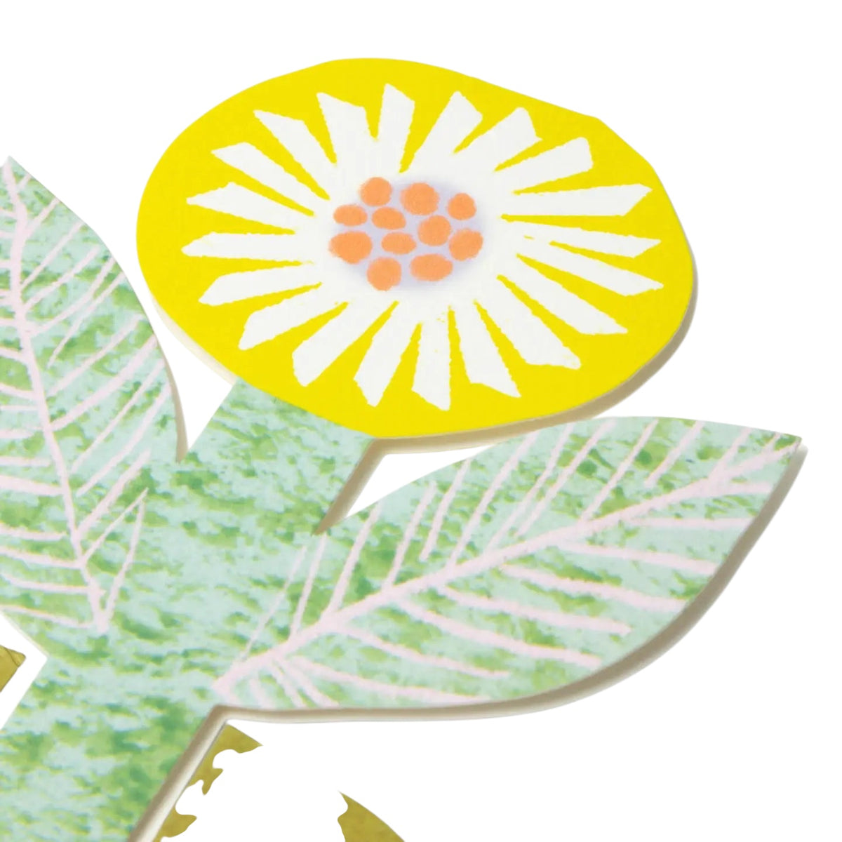 Eco-friendly Hadley Paper Goods Joy Flower Stand Up Greeting Card with yellow and white flower design—perfect for green gifting.