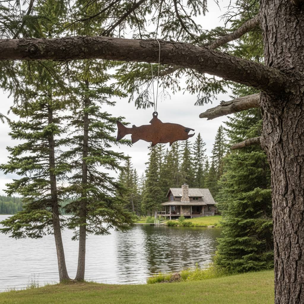 Universal Ironworks USA Salmon Metal Hanging Decoration